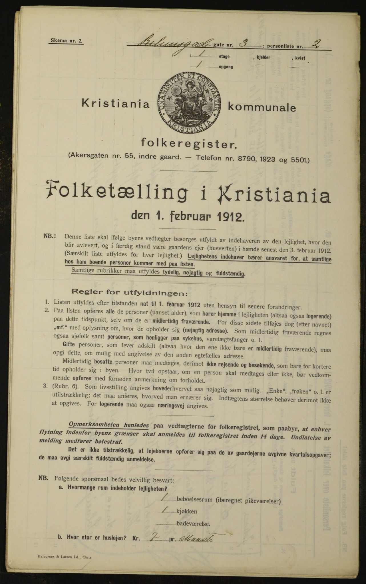 OBA, Kommunal folketelling 1.2.1912 for Kristiania, 1912, s. 83146