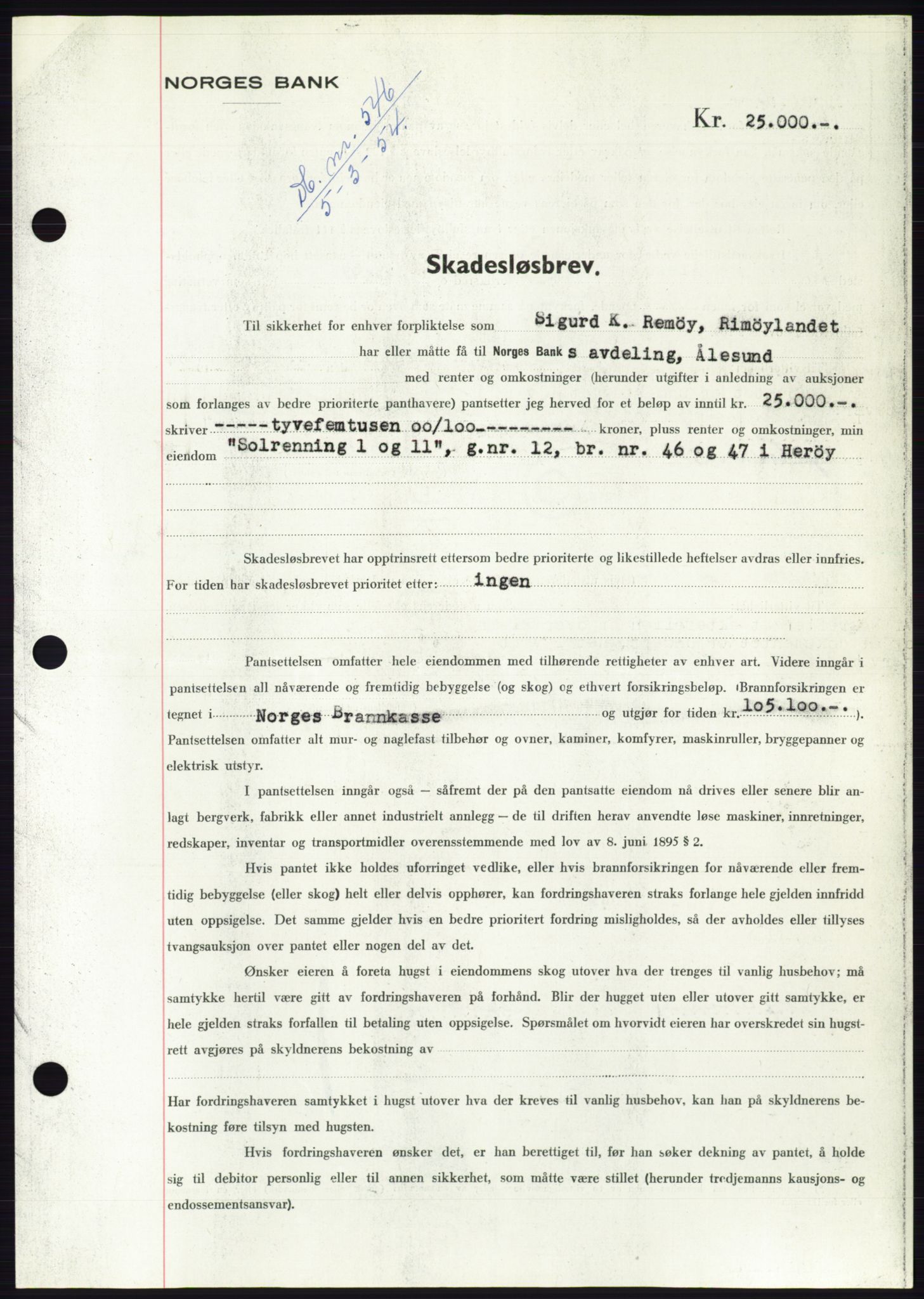 Søre Sunnmøre sorenskriveri, AV/SAT-A-4122/1/2/2C/L0124: Pantebok nr. 12B, 1953-1954, Dagboknr: 546/1954