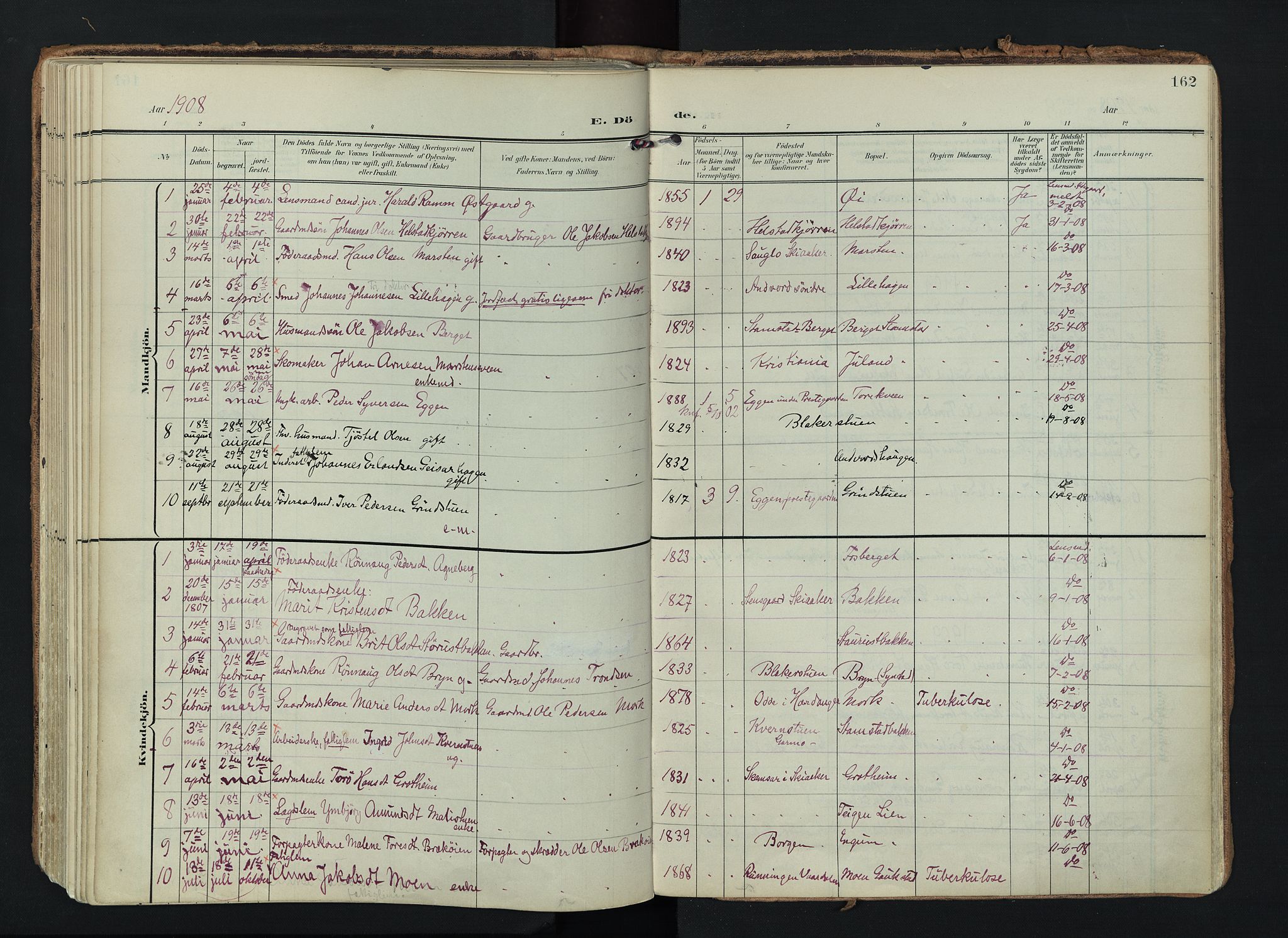 Lom prestekontor, AV/SAH-PREST-070/K/L0010: Ministerialbok nr. 10, 1899-1926, s. 162