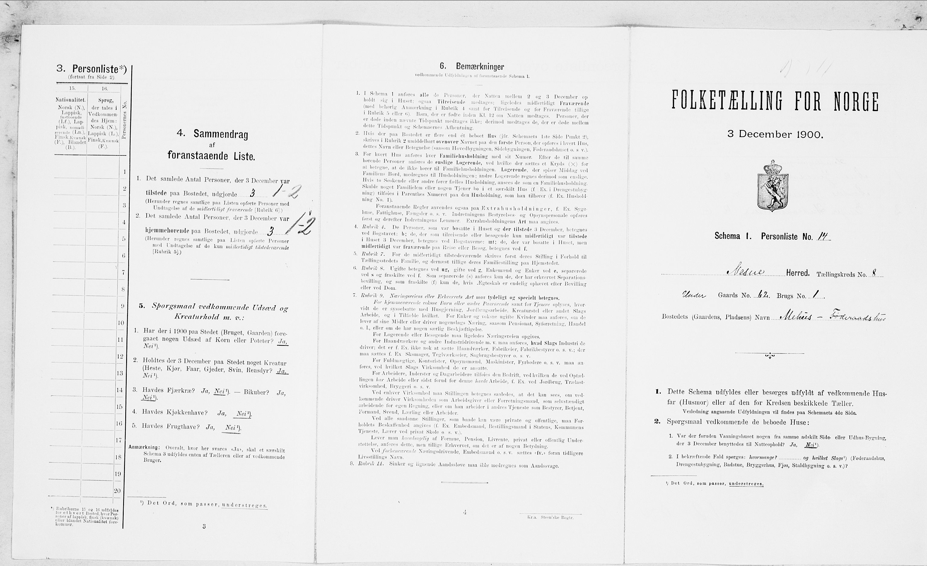 SAT, Folketelling 1900 for 1828 Nesna herred, 1900, s. 698