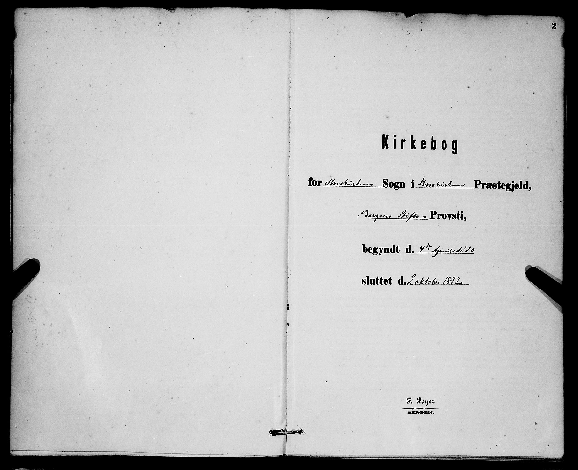 Korskirken sokneprestembete, SAB/A-76101/H/Hab: Klokkerbok nr. C 3, 1880-1892, s. 2