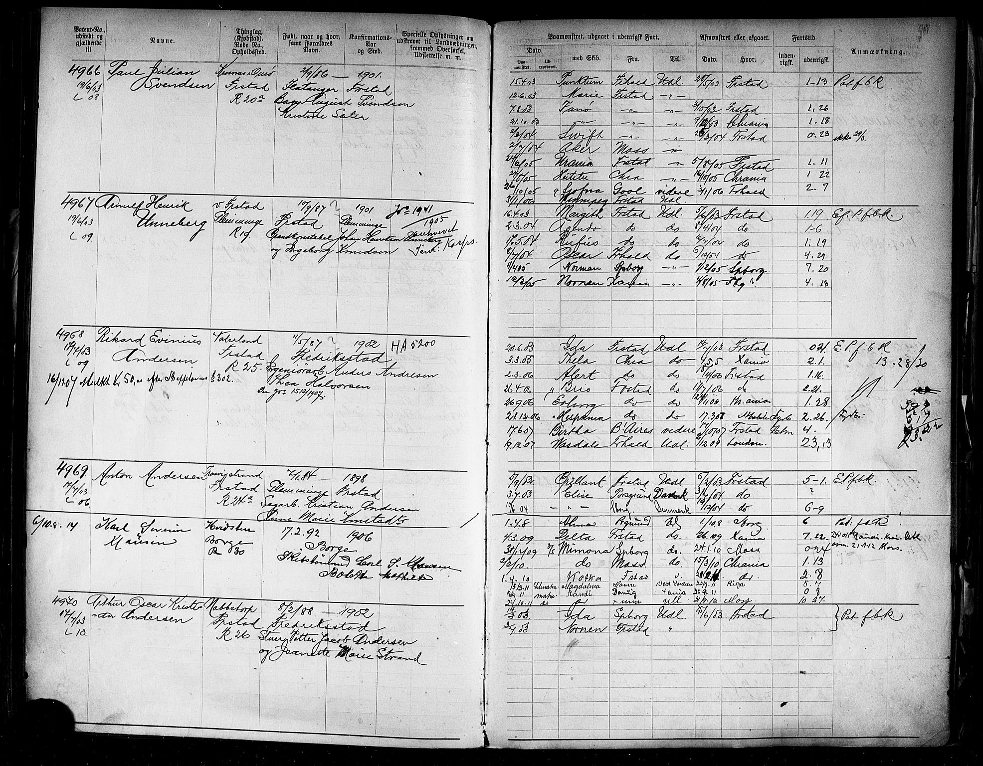 Fredrikstad mønstringskontor, AV/SAO-A-10569b/F/Fc/Fca/L0008: Annotasjonsrulle, 1898-1916, s. 205