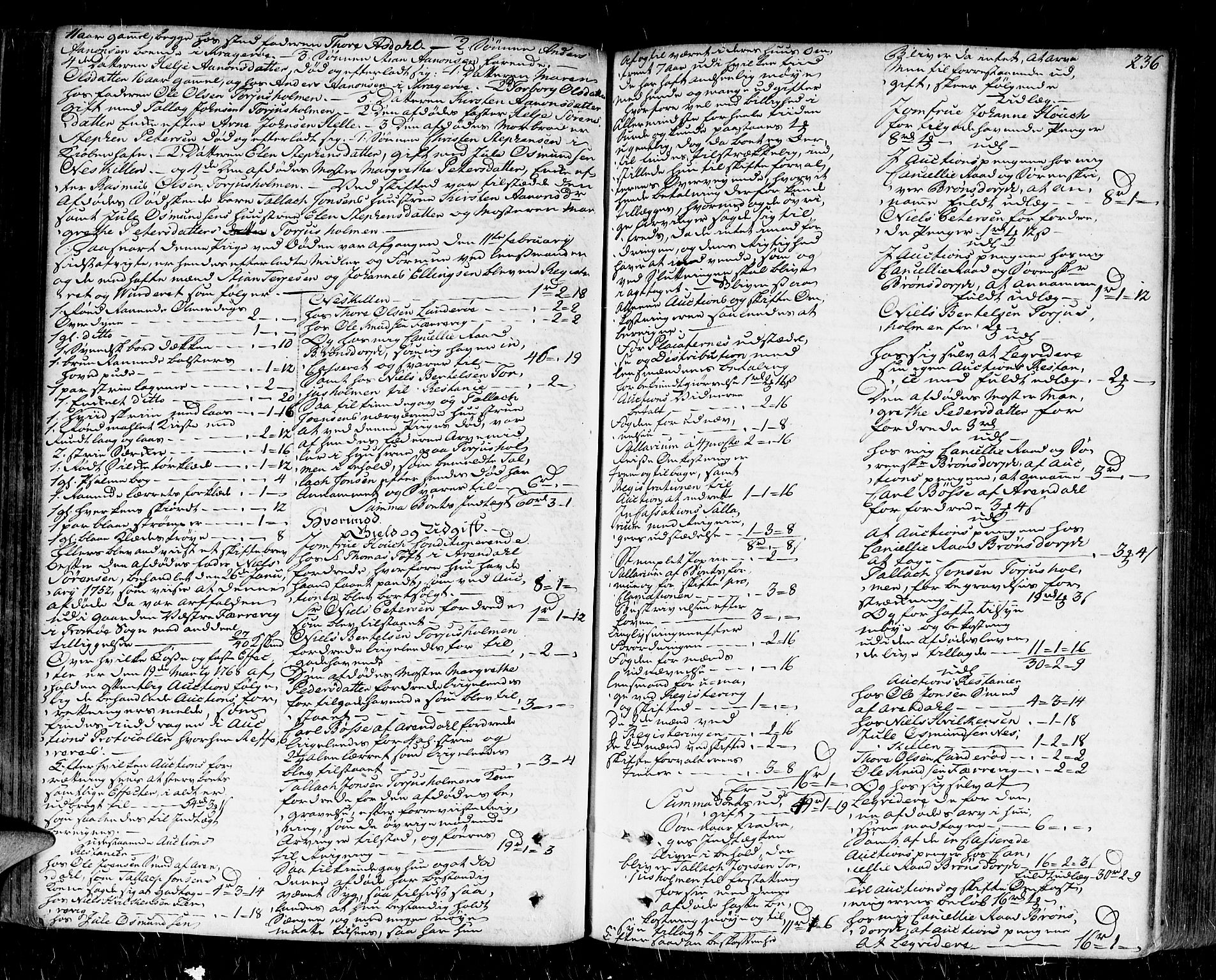 Nedenes sorenskriveri før 1824, SAK/1221-0007/H/Hc/L0033: Skifteprotokoll med register nr 22a, 1767-1772, s. 235b-236a