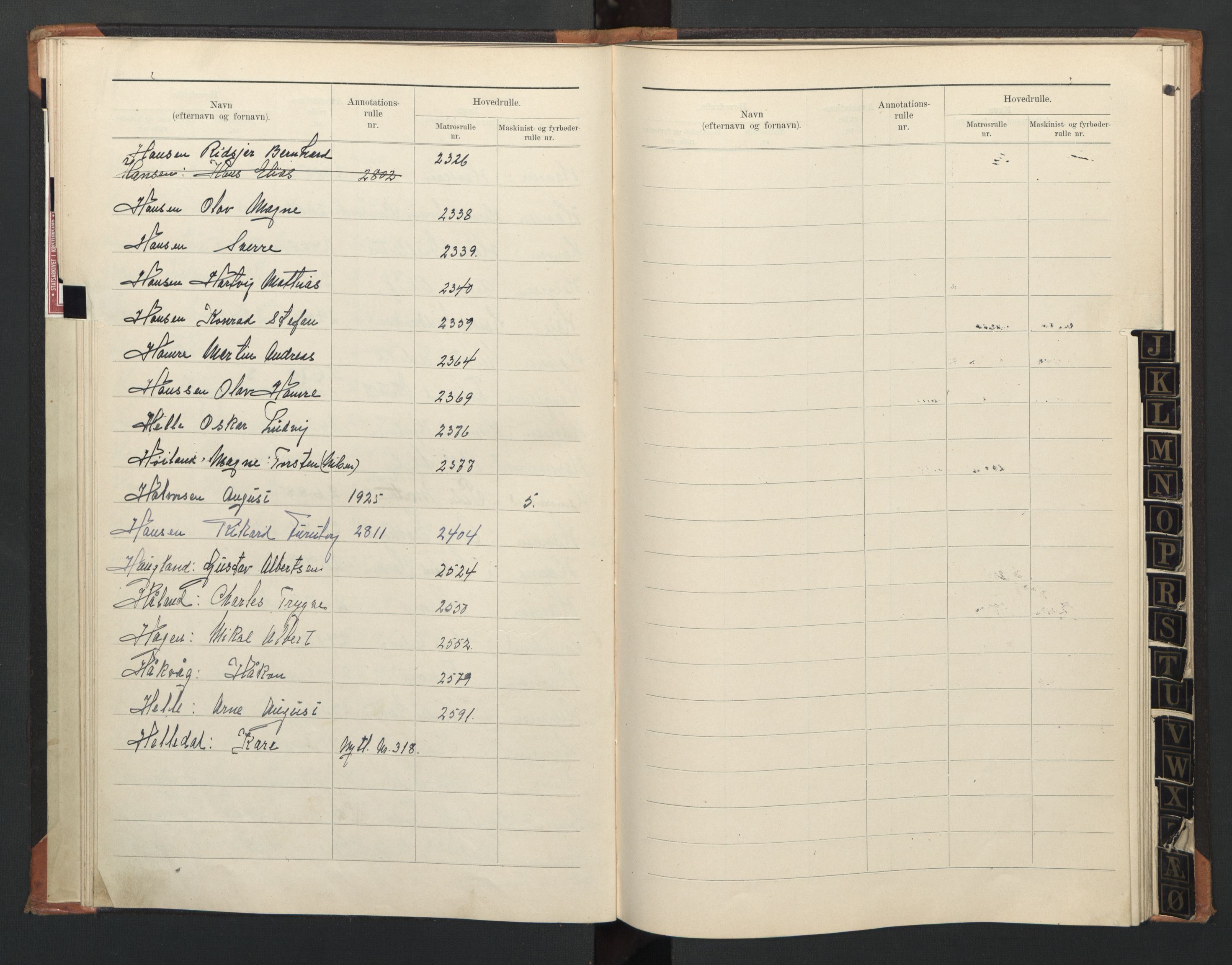 Flekkefjord mønstringskrets, AV/SAK-2031-0018/F/Fb/L0014: Register til annotasjonsrulle nr 2331-2964 og hovedrulle nr 1933-2591, Æ-11, 1909-1948, s. 17