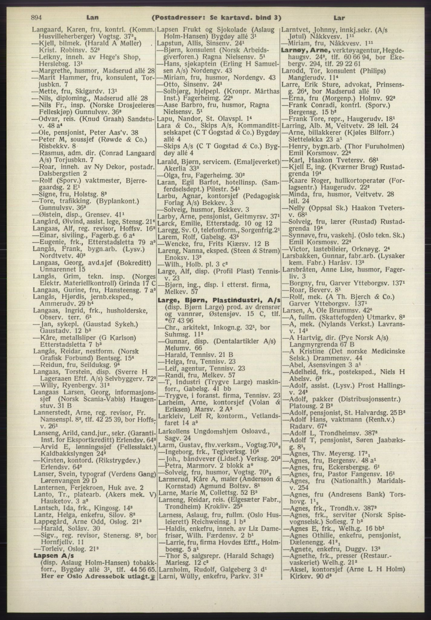 Kristiania/Oslo adressebok, PUBL/-, 1970-1971, s. 894