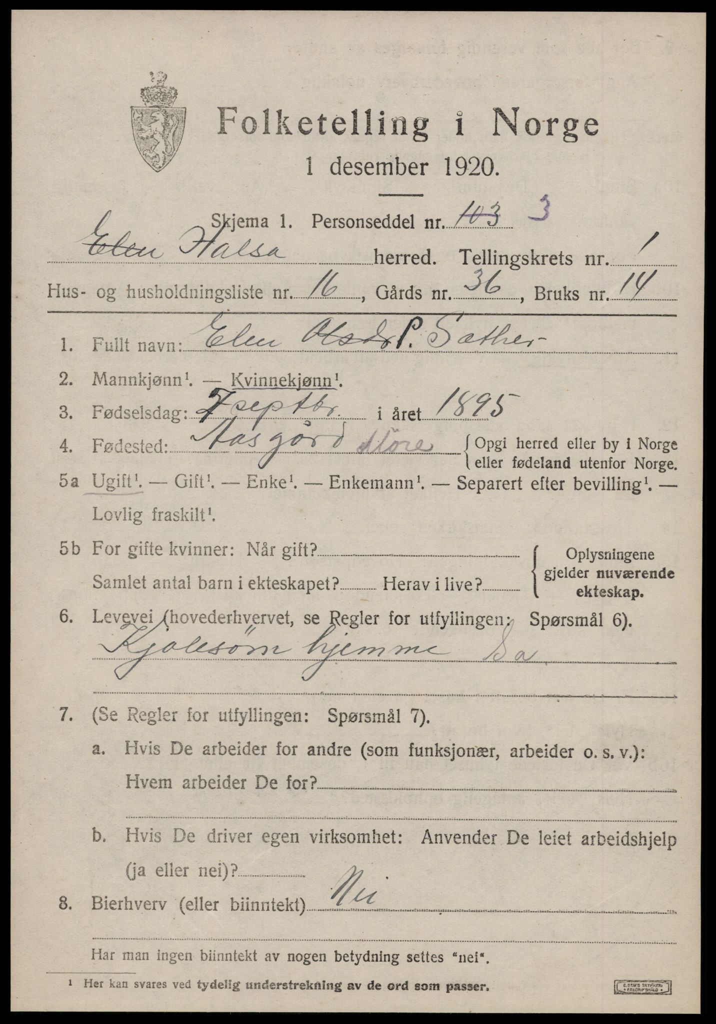 SAT, Folketelling 1920 for 1571 Halsa herred, 1920, s. 648