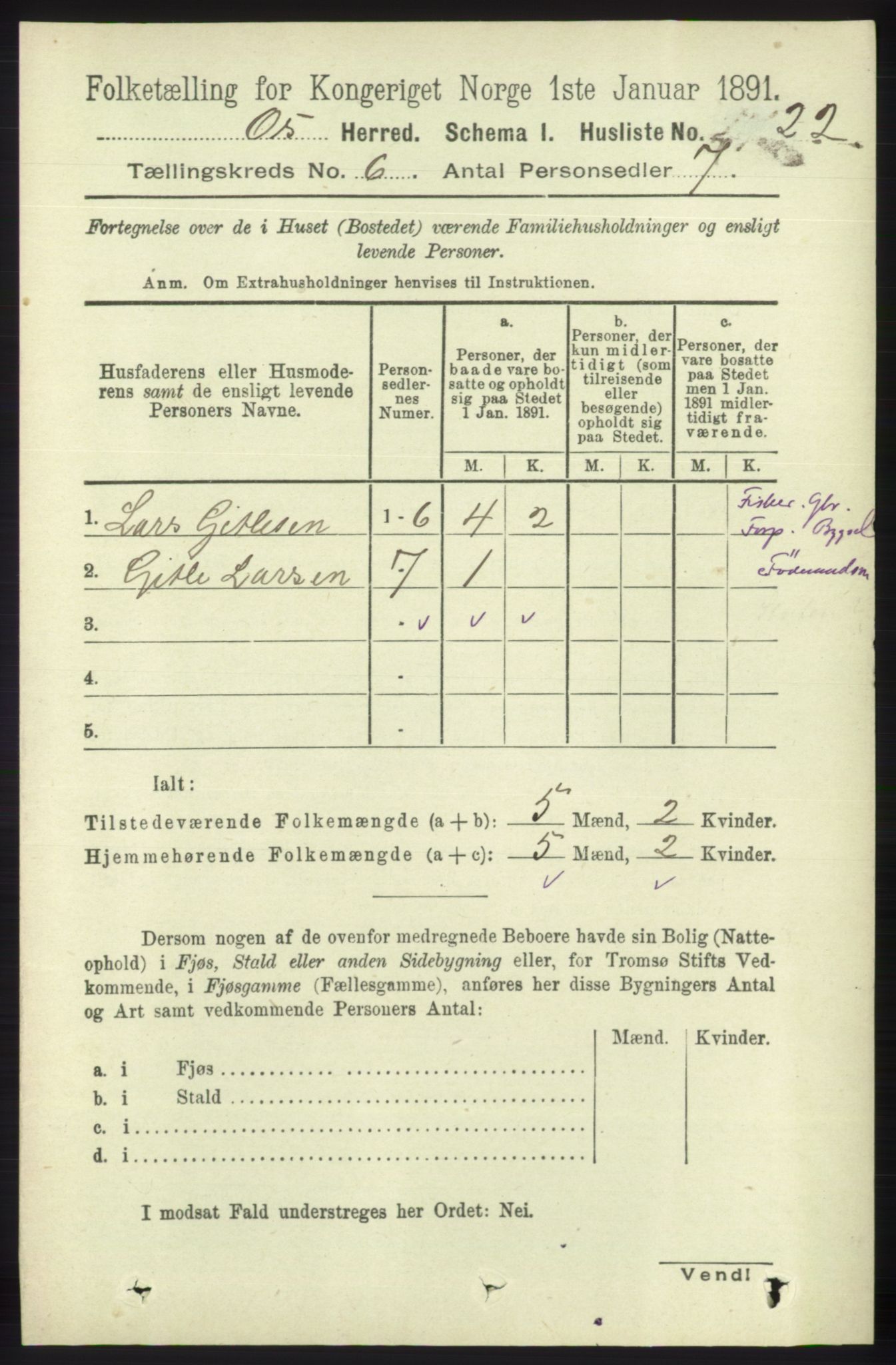 RA, Folketelling 1891 for 1243 Os herred, 1891, s. 1426