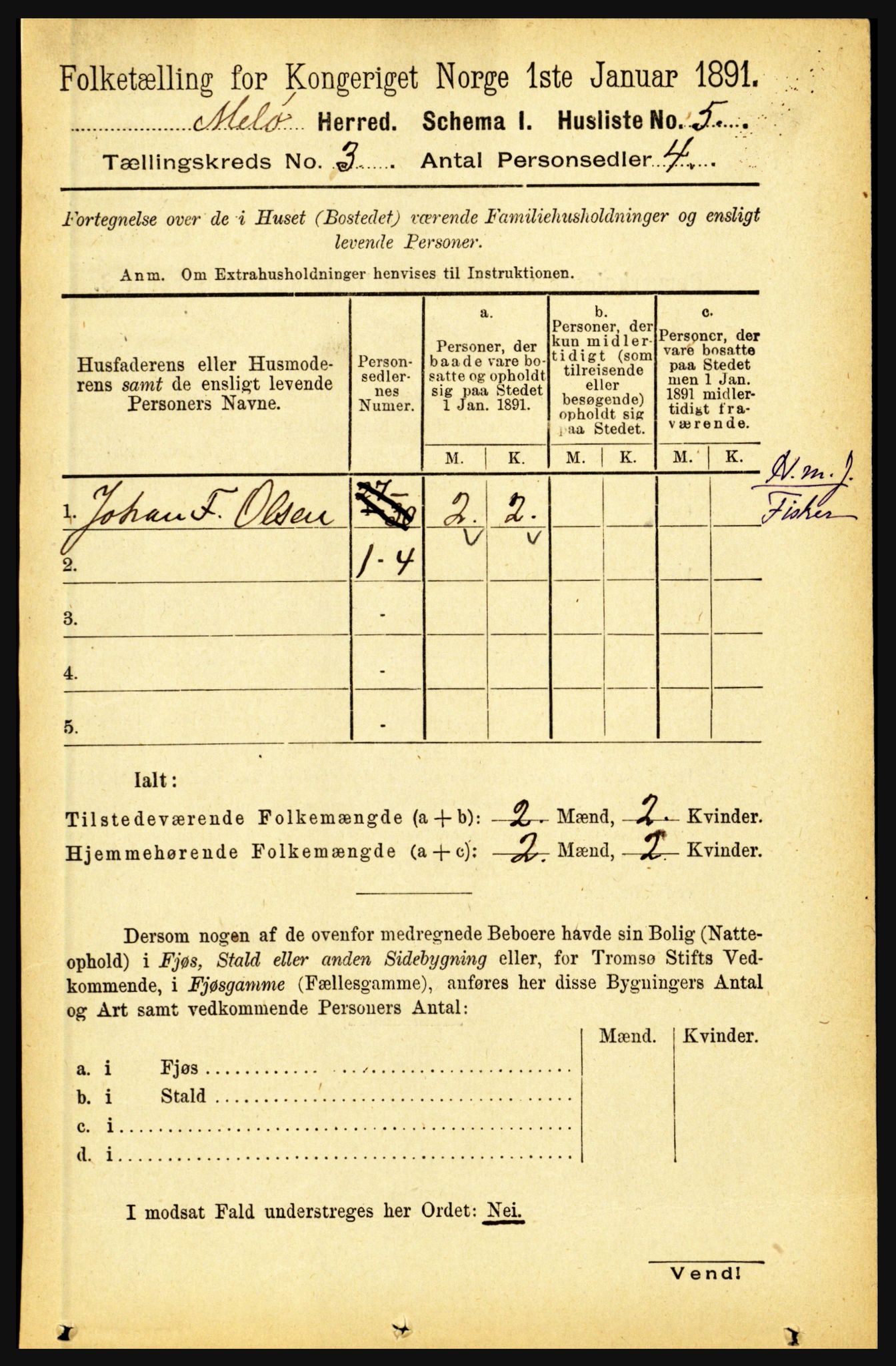 RA, Folketelling 1891 for 1837 Meløy herred, 1891, s. 850