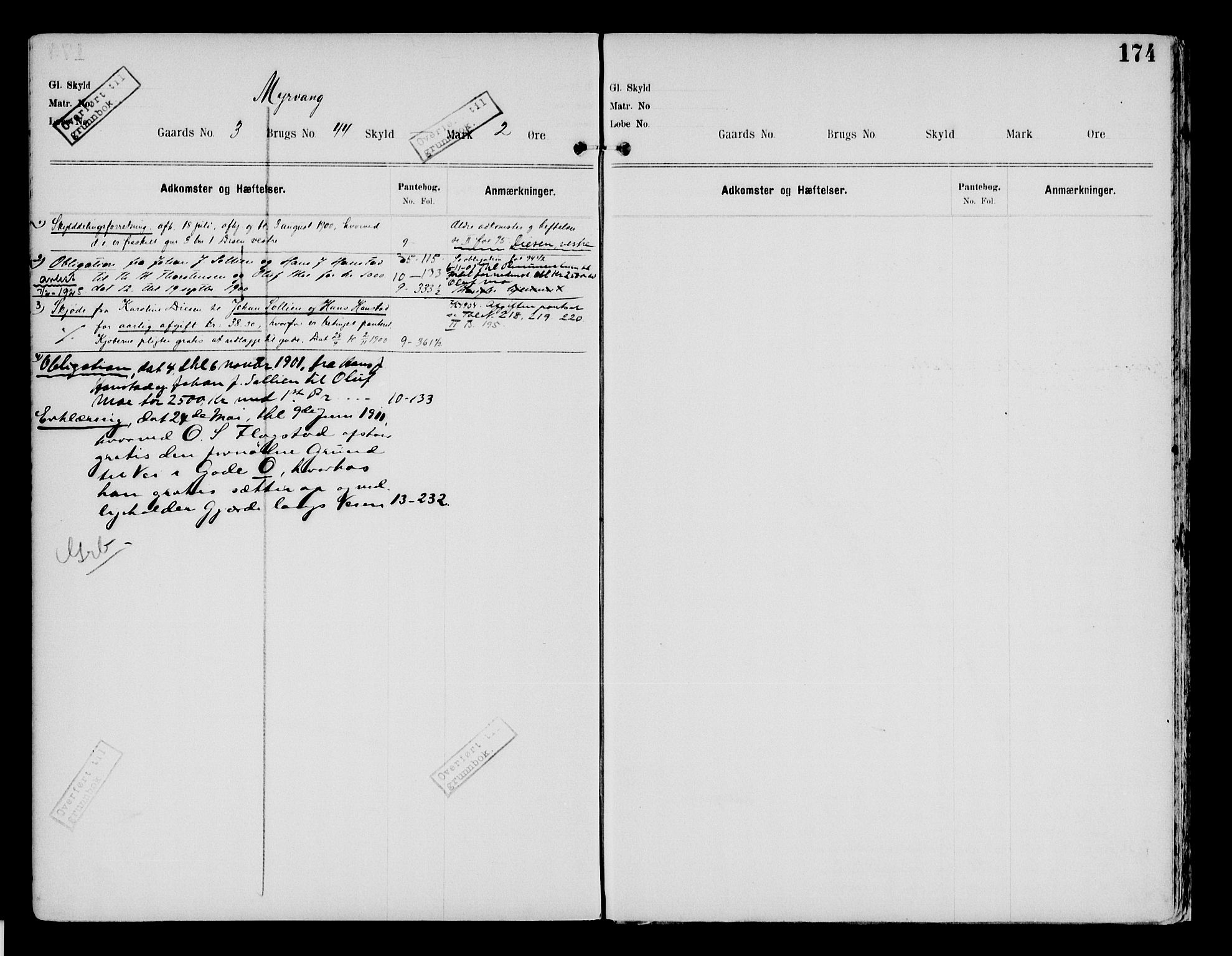 Nord-Hedmark sorenskriveri, SAH/TING-012/H/Ha/Had/Hade/L0002: Panteregister nr. 4.2, 1893-1940, s. 174
