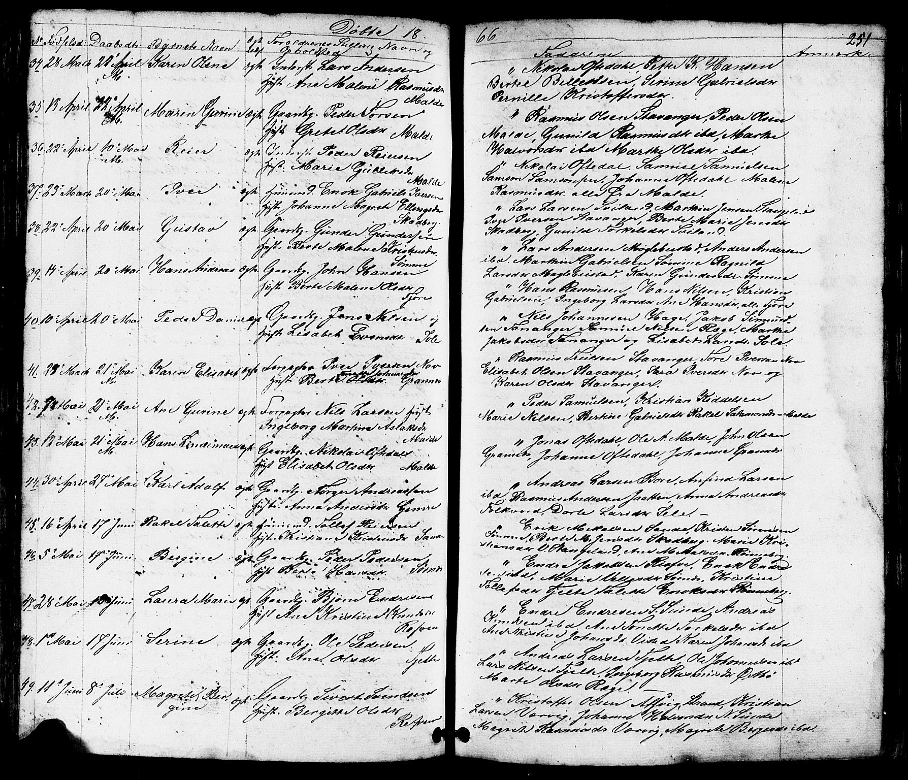 Håland sokneprestkontor, AV/SAST-A-101802/001/30BB/L0002: Klokkerbok nr. B 2, 1845-1872, s. 251