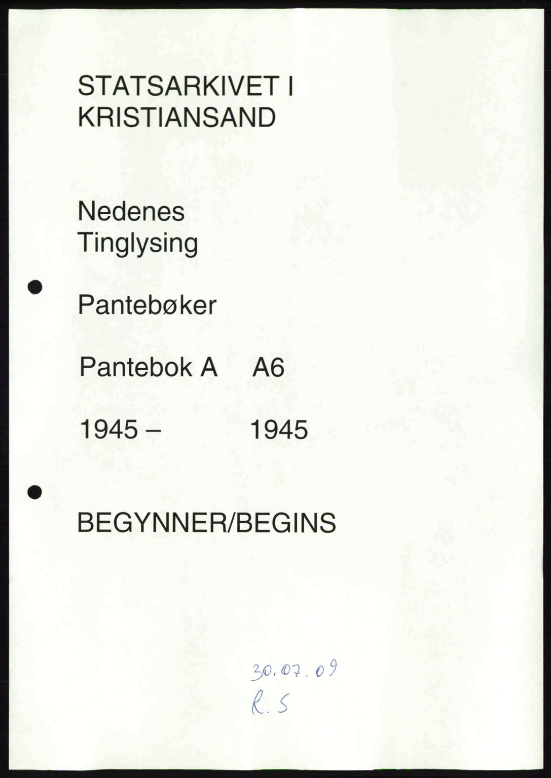 Nedenes sorenskriveri, SAK/1221-0006/G/Gb/Gba/L0053: Pantebok nr. A6b, 1945-1945