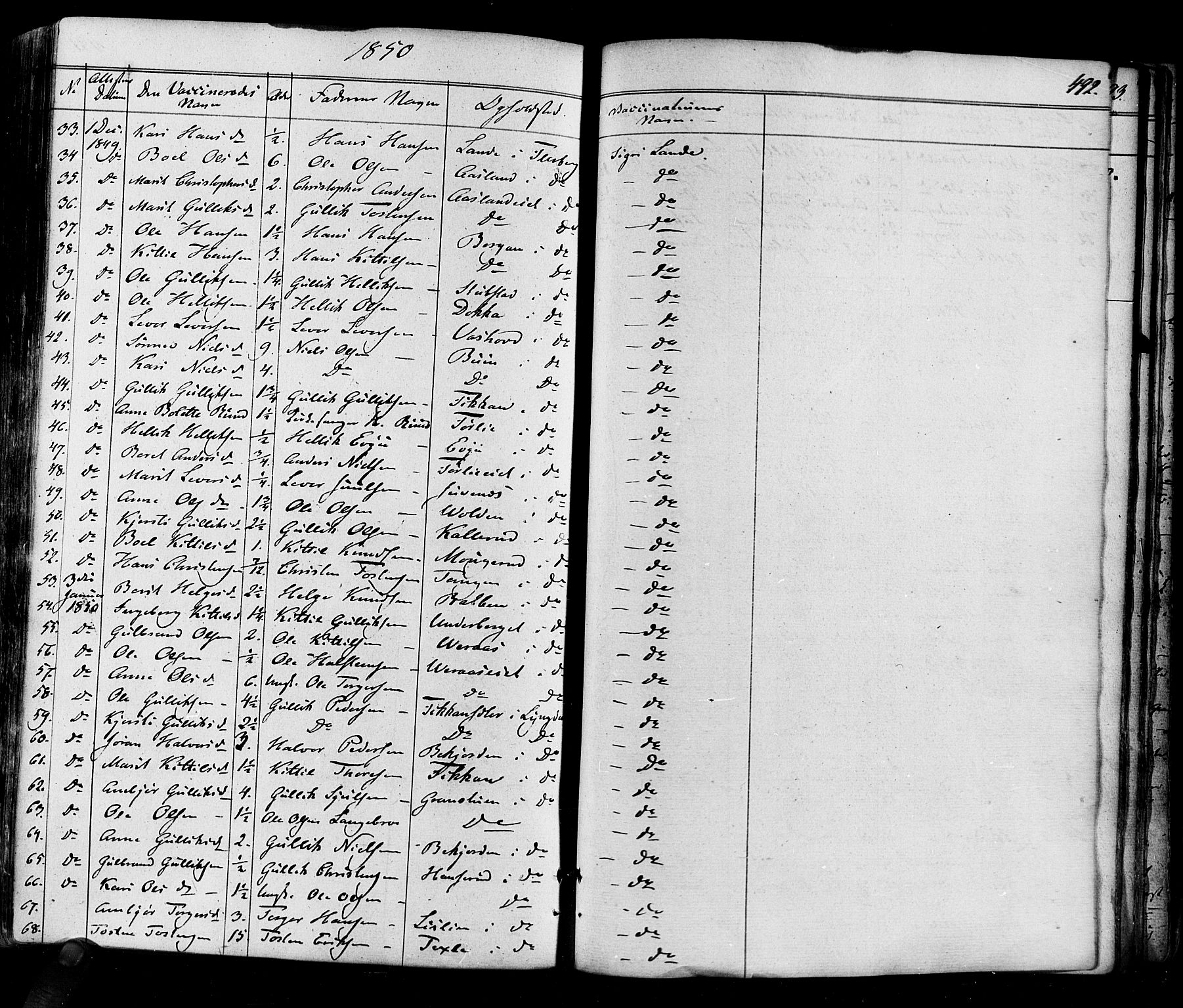 Flesberg kirkebøker, AV/SAKO-A-18/F/Fa/L0006: Ministerialbok nr. I 6, 1834-1860, s. 492