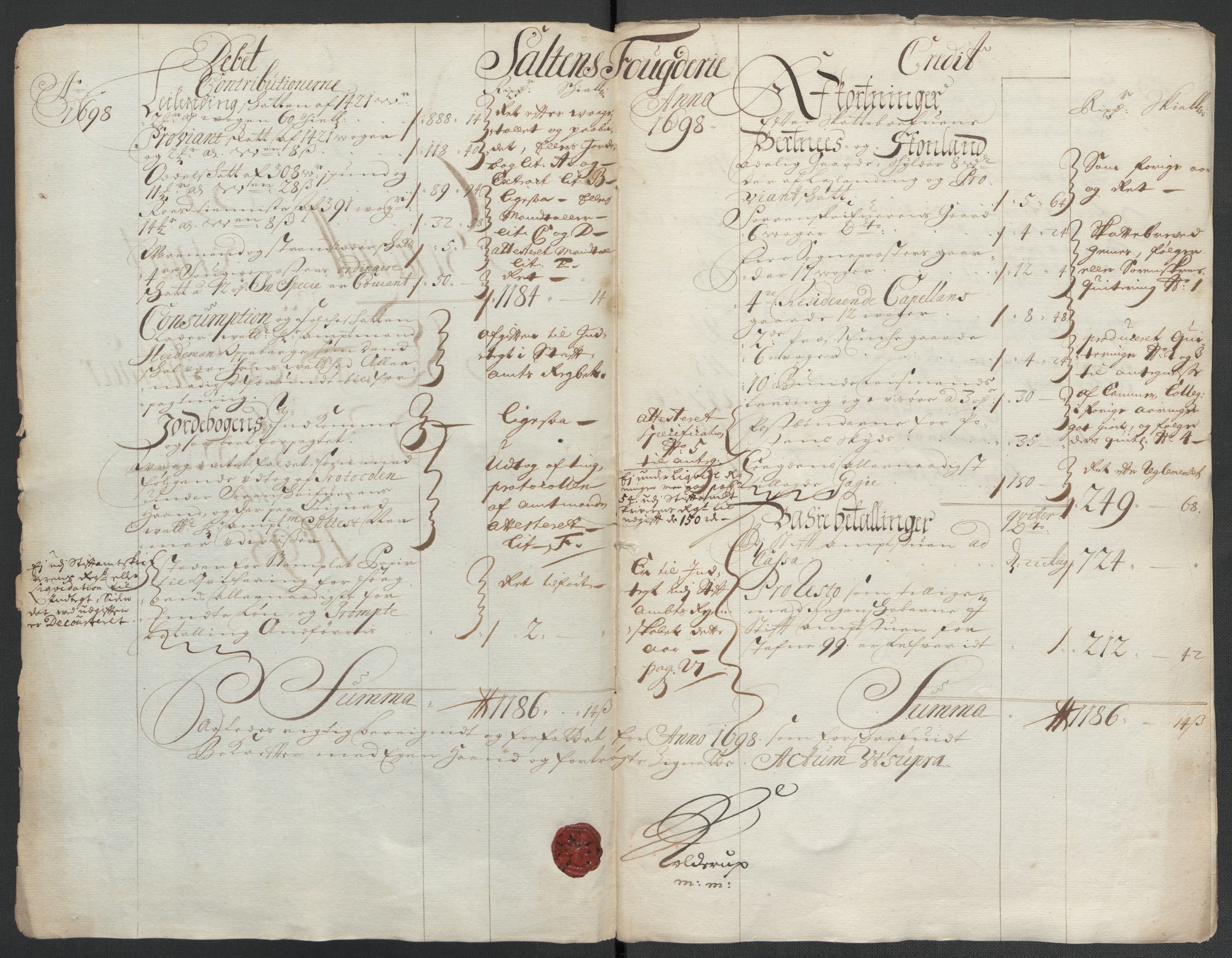 Rentekammeret inntil 1814, Reviderte regnskaper, Fogderegnskap, RA/EA-4092/R66/L4579: Fogderegnskap Salten, 1697-1700, s. 141