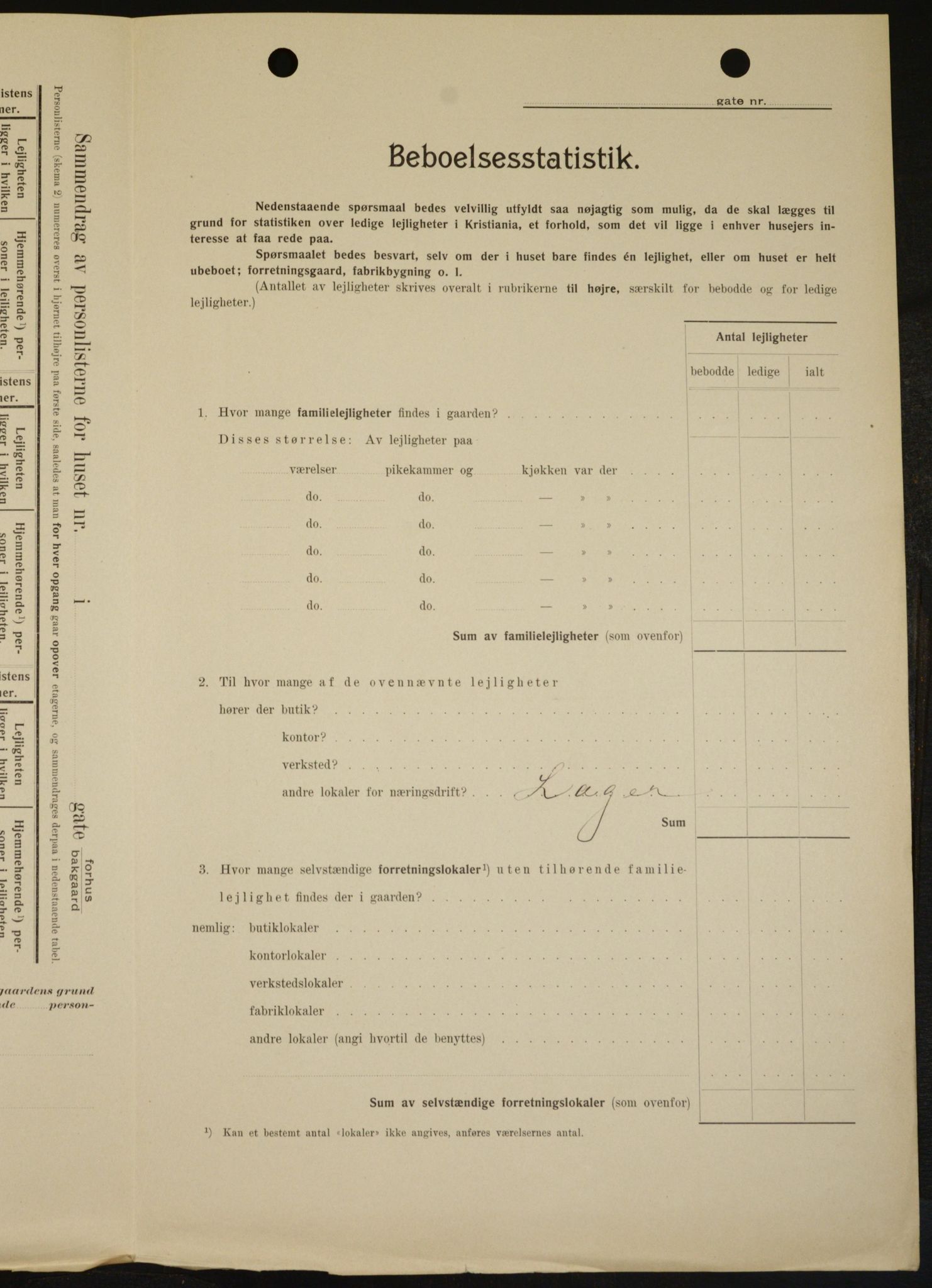 OBA, Kommunal folketelling 1.2.1909 for Kristiania kjøpstad, 1909, s. 37020