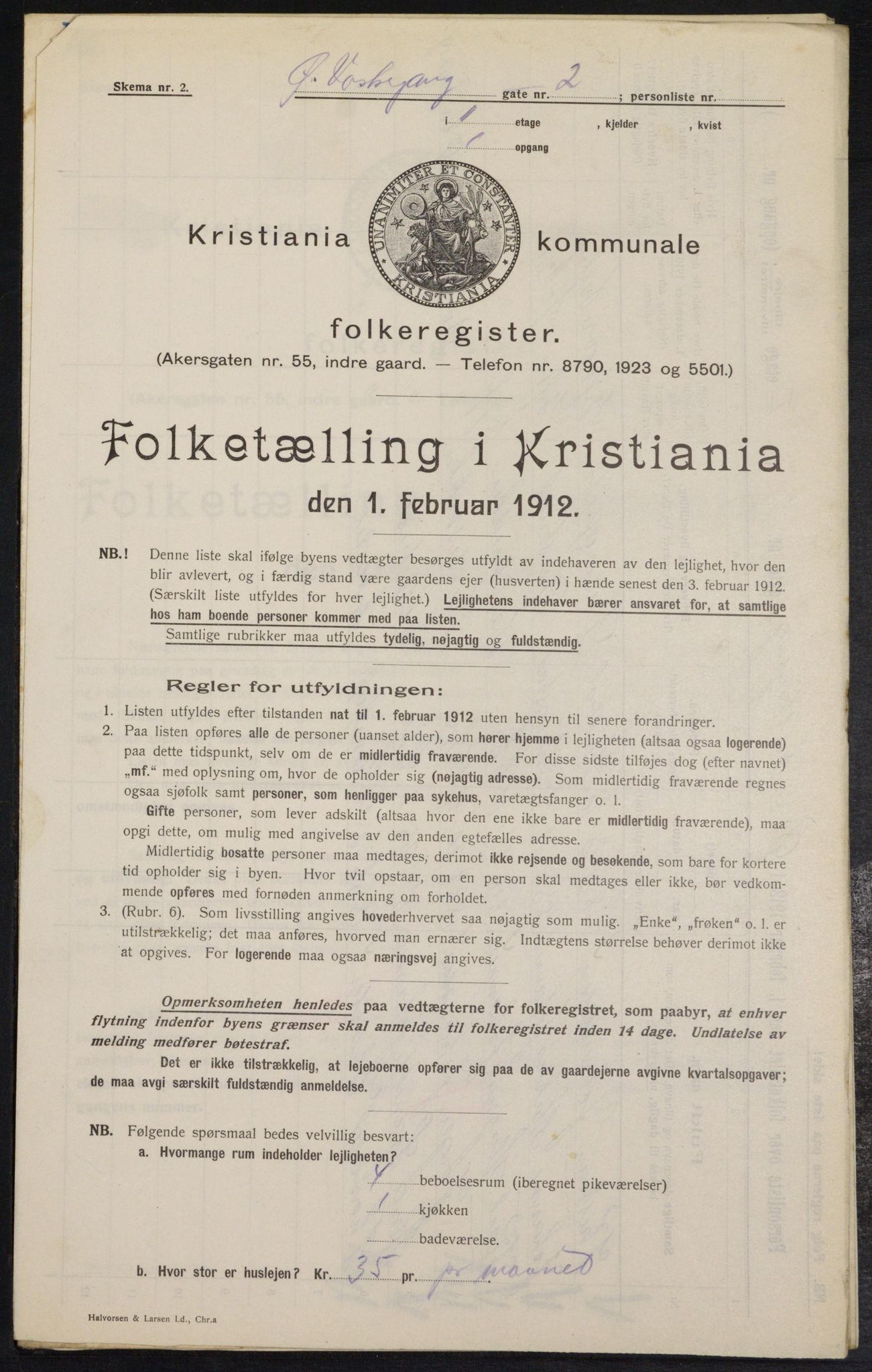 OBA, Kommunal folketelling 1.2.1912 for Kristiania, 1912, s. 130025