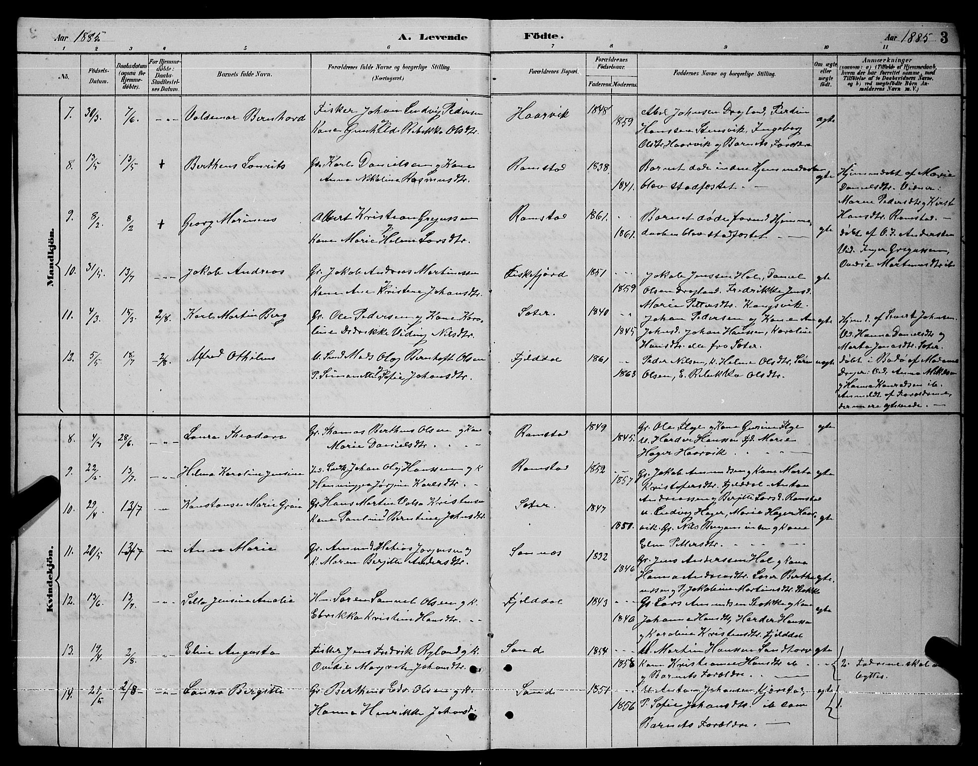 Ministerialprotokoller, klokkerbøker og fødselsregistre - Nordland, AV/SAT-A-1459/865/L0931: Klokkerbok nr. 865C03, 1885-1901, s. 3