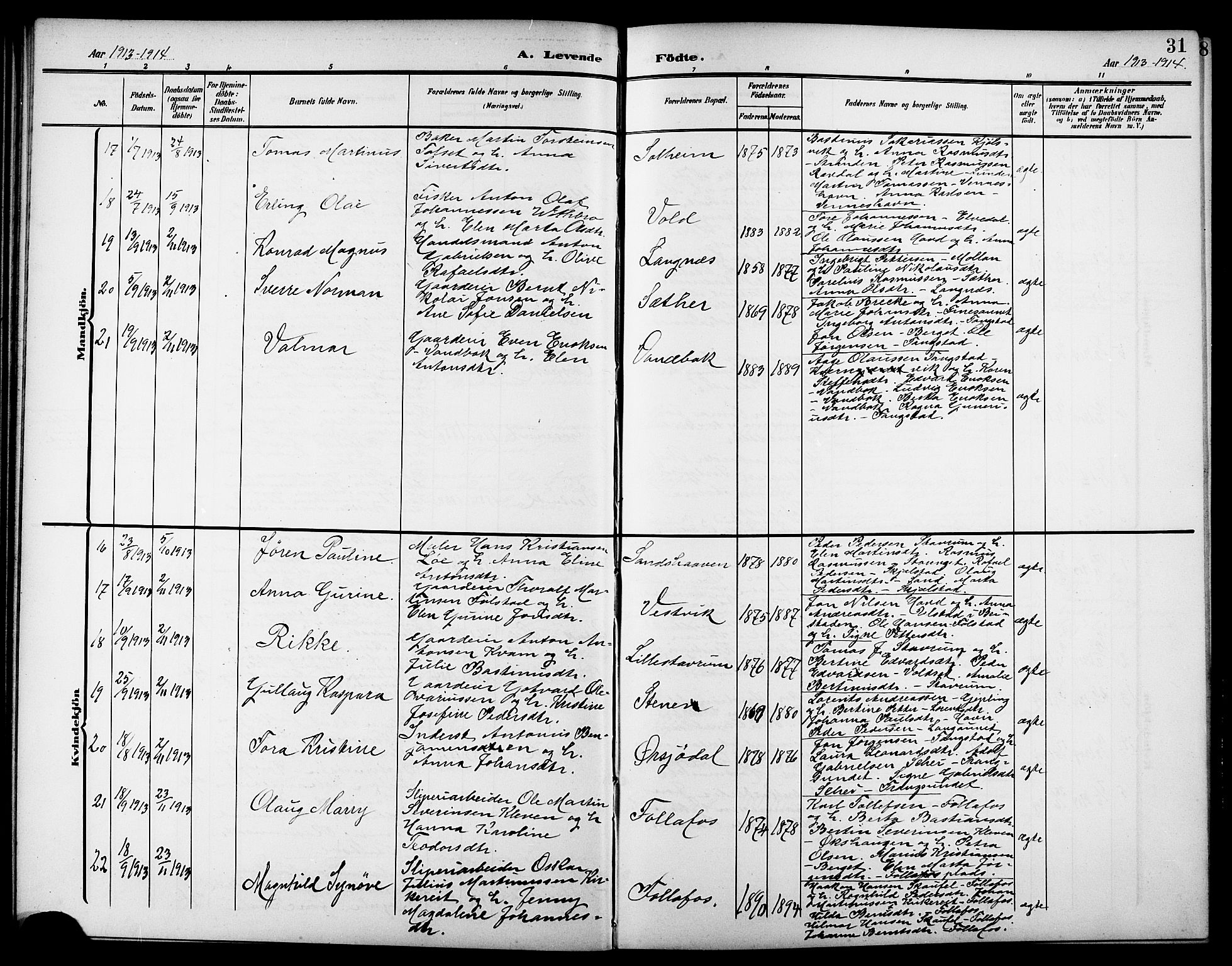 Ministerialprotokoller, klokkerbøker og fødselsregistre - Nord-Trøndelag, AV/SAT-A-1458/744/L0424: Klokkerbok nr. 744C03, 1906-1923, s. 31