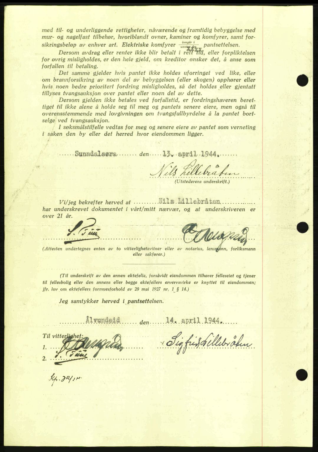 Nordmøre sorenskriveri, AV/SAT-A-4132/1/2/2Ca: Pantebok nr. B91, 1943-1944, Dagboknr: 637/1944