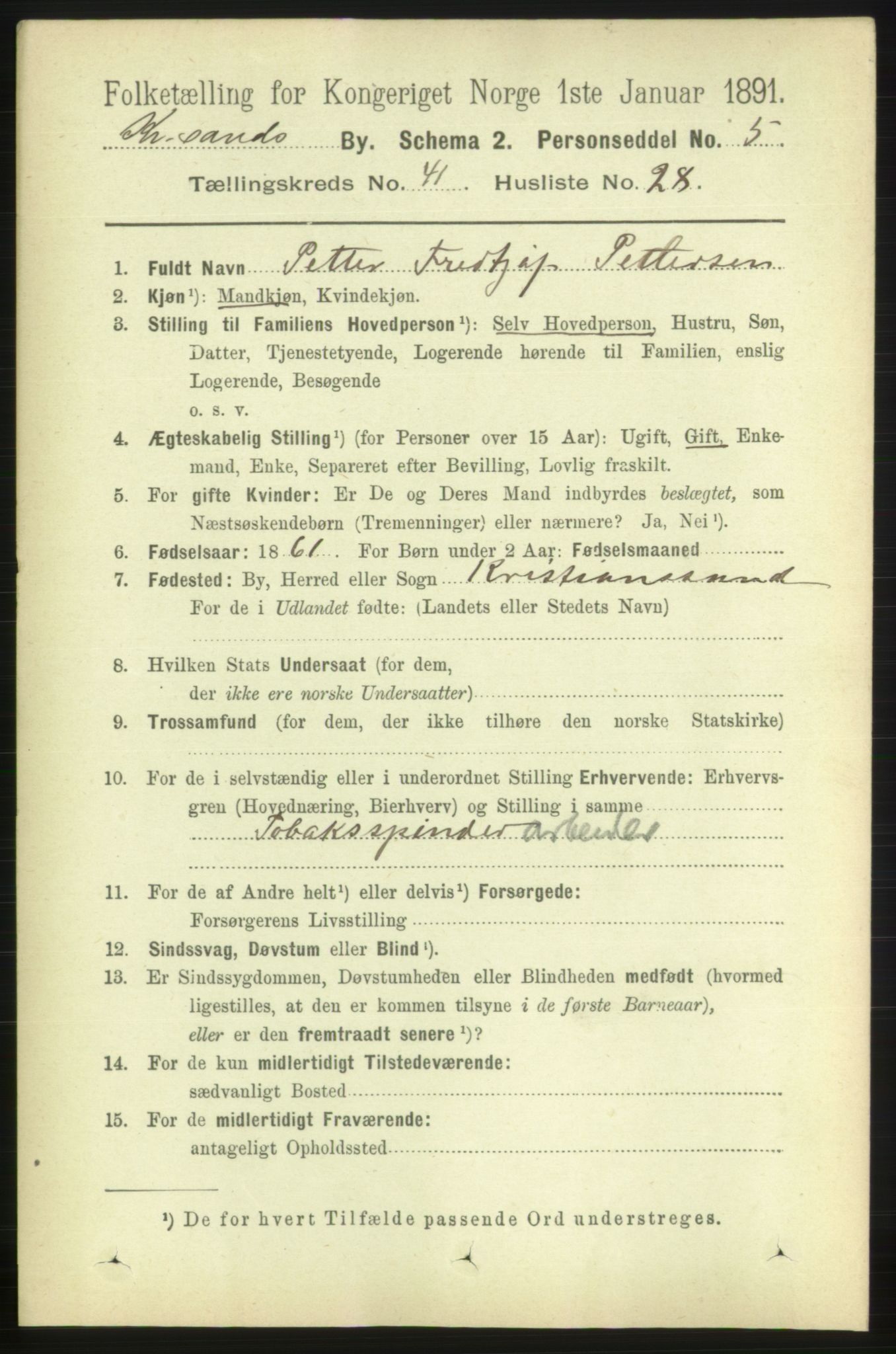 RA, Folketelling 1891 for 1001 Kristiansand kjøpstad, 1891, s. 12816