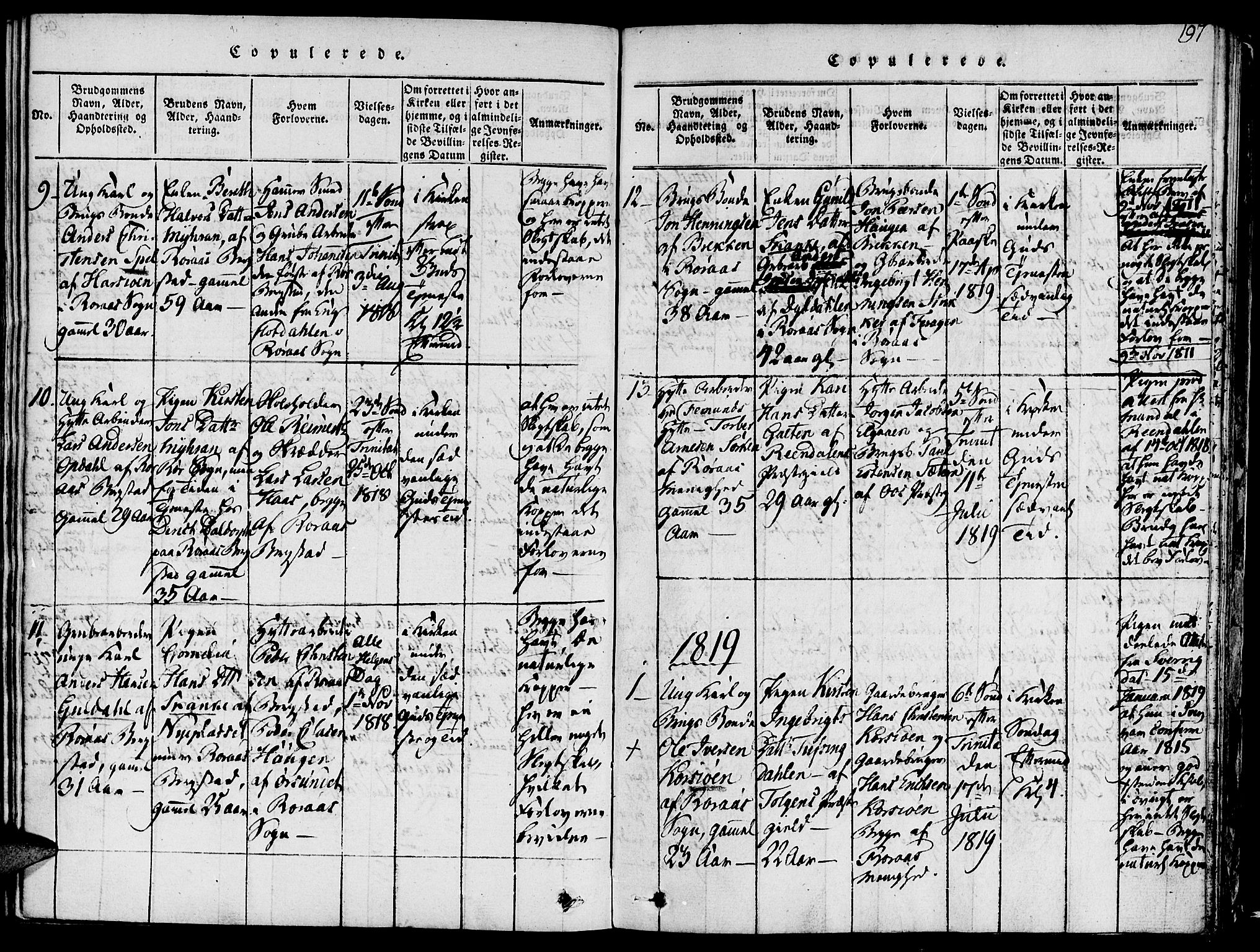 Ministerialprotokoller, klokkerbøker og fødselsregistre - Sør-Trøndelag, AV/SAT-A-1456/681/L0929: Ministerialbok nr. 681A07, 1817-1828, s. 197
