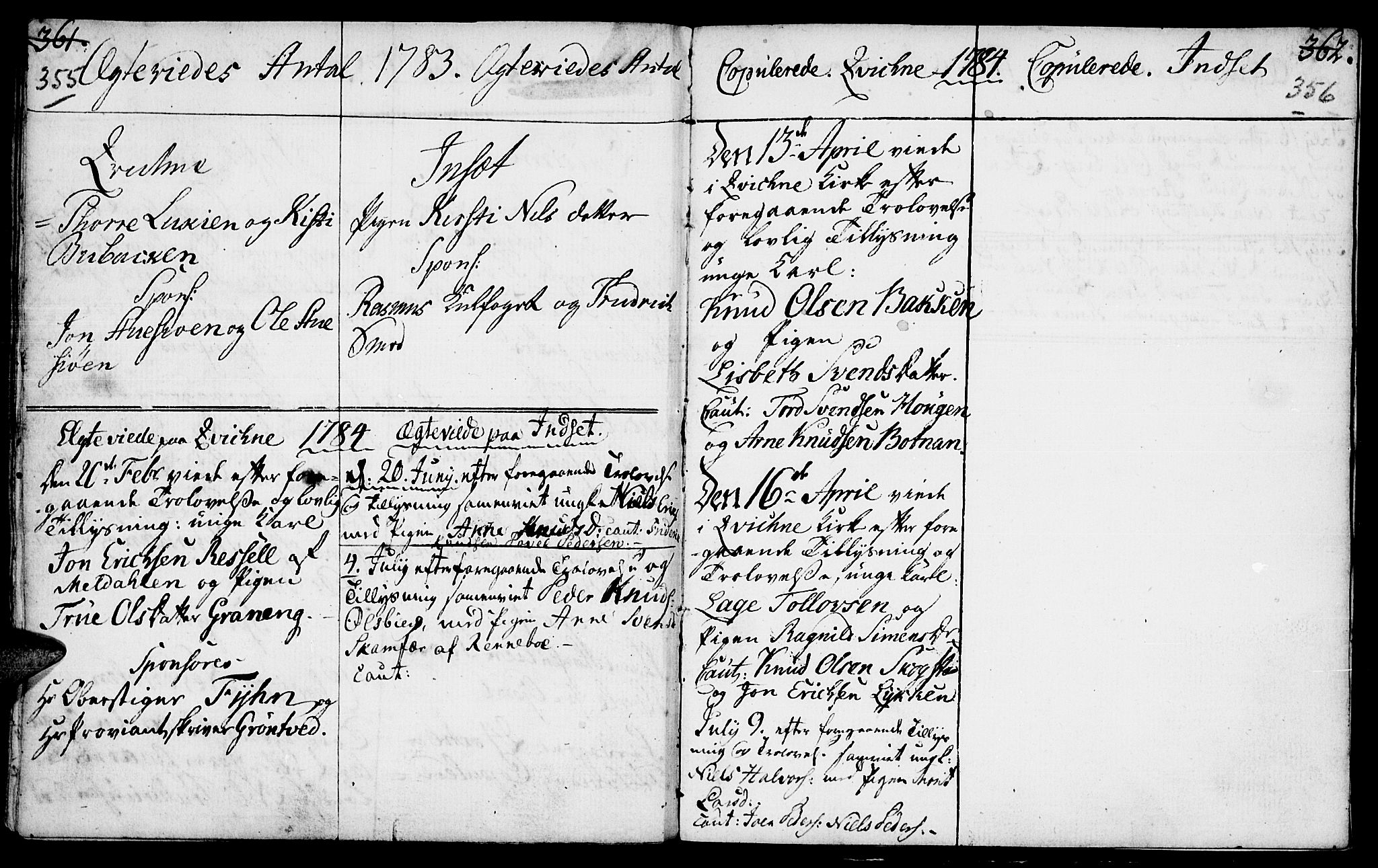 Kvikne prestekontor, AV/SAH-PREST-064/H/Ha/Haa/L0002: Ministerialbok nr. 2, 1764-1784, s. 355-356