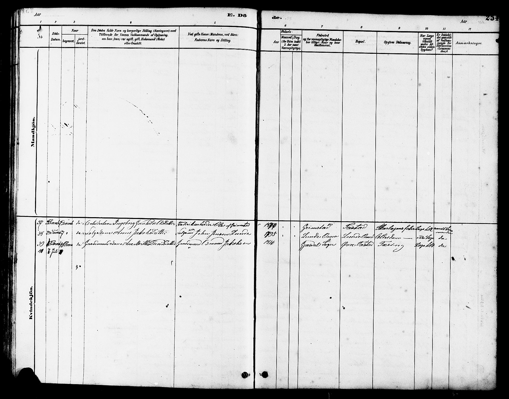 Hetland sokneprestkontor, SAST/A-101826/30/30BB/L0005: Klokkerbok nr. B 5, 1878-1910, s. 254