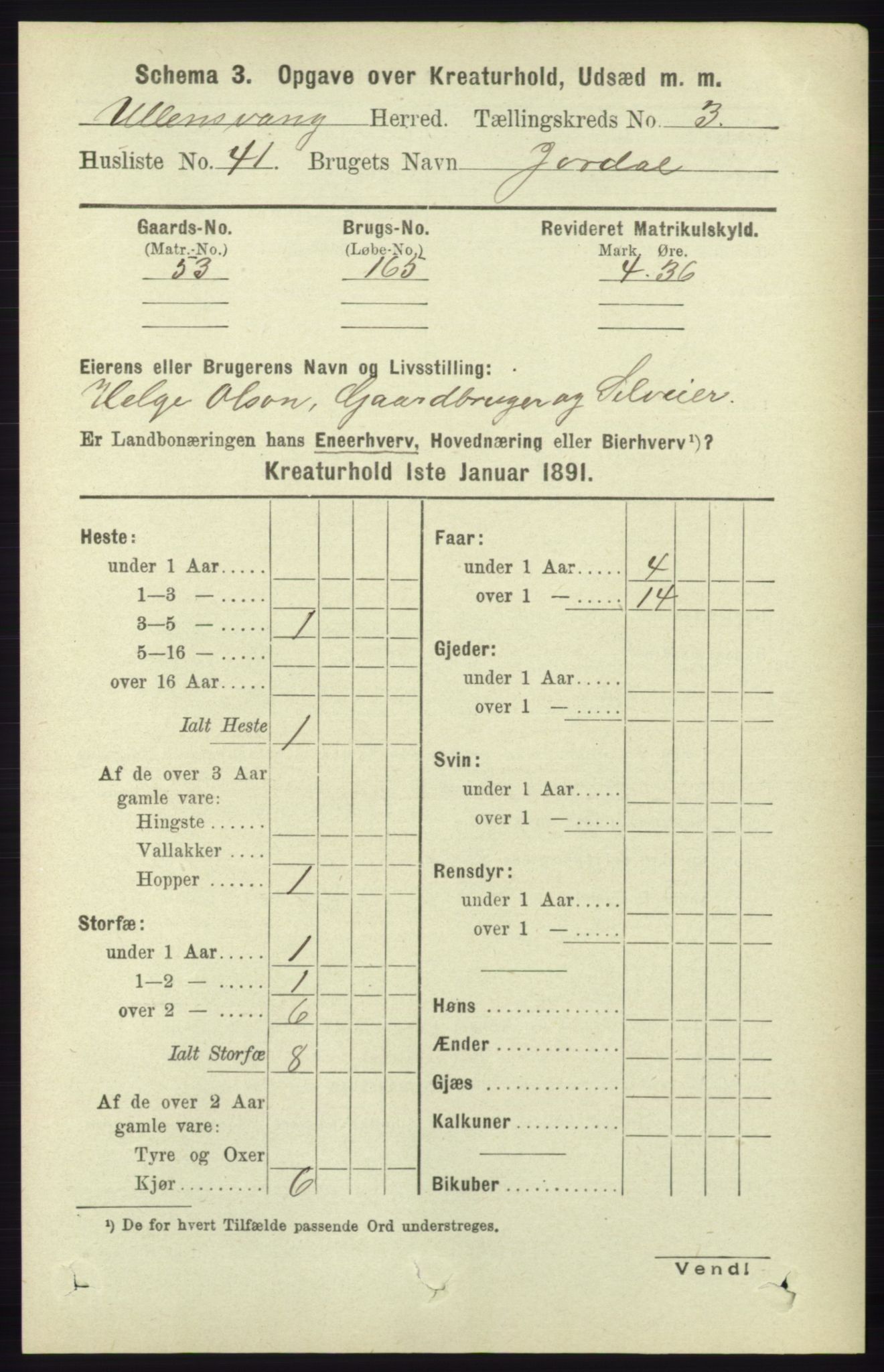 RA, Folketelling 1891 for 1230 Ullensvang herred, 1891, s. 6891