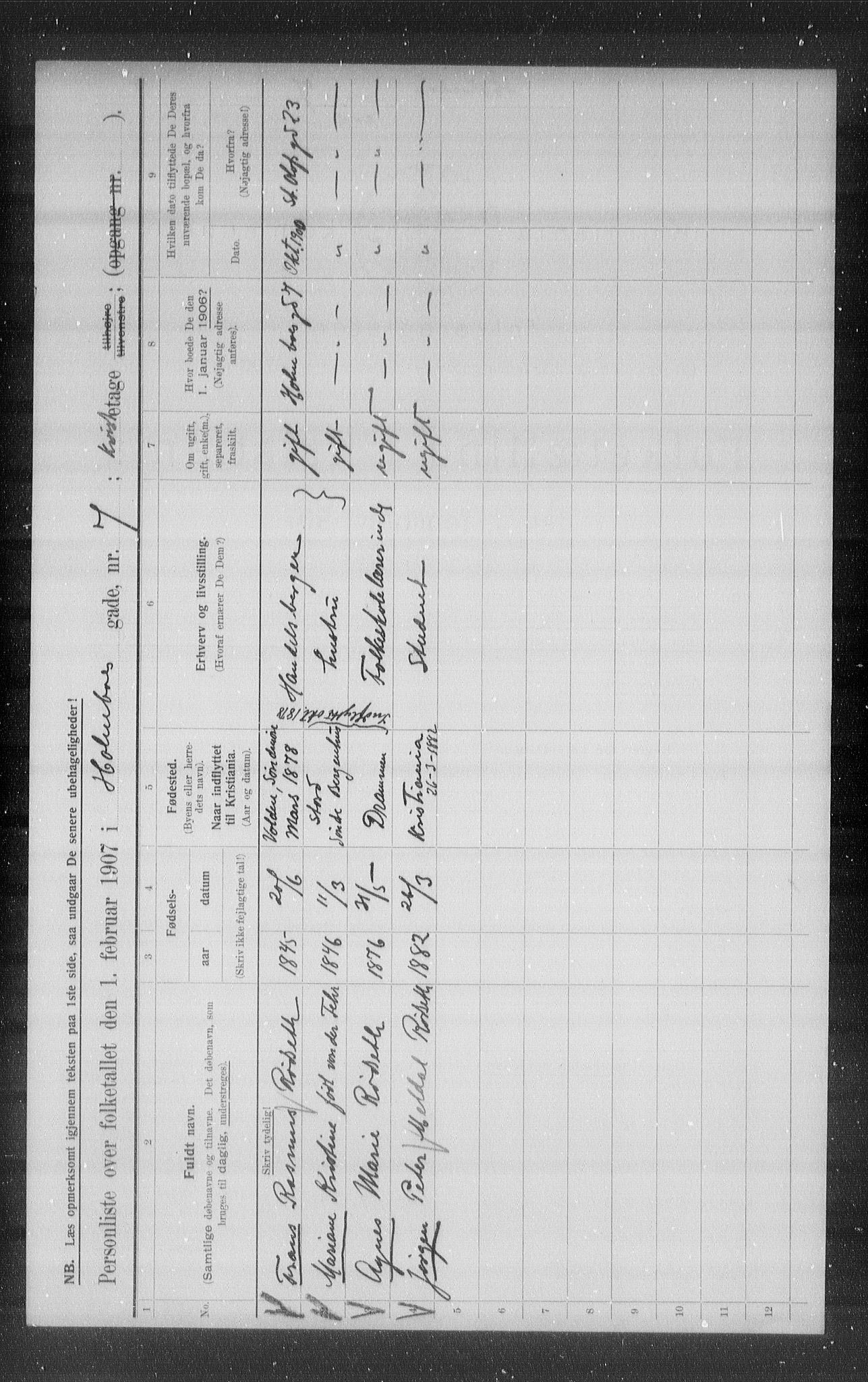 OBA, Kommunal folketelling 1.2.1907 for Kristiania kjøpstad, 1907, s. 20970