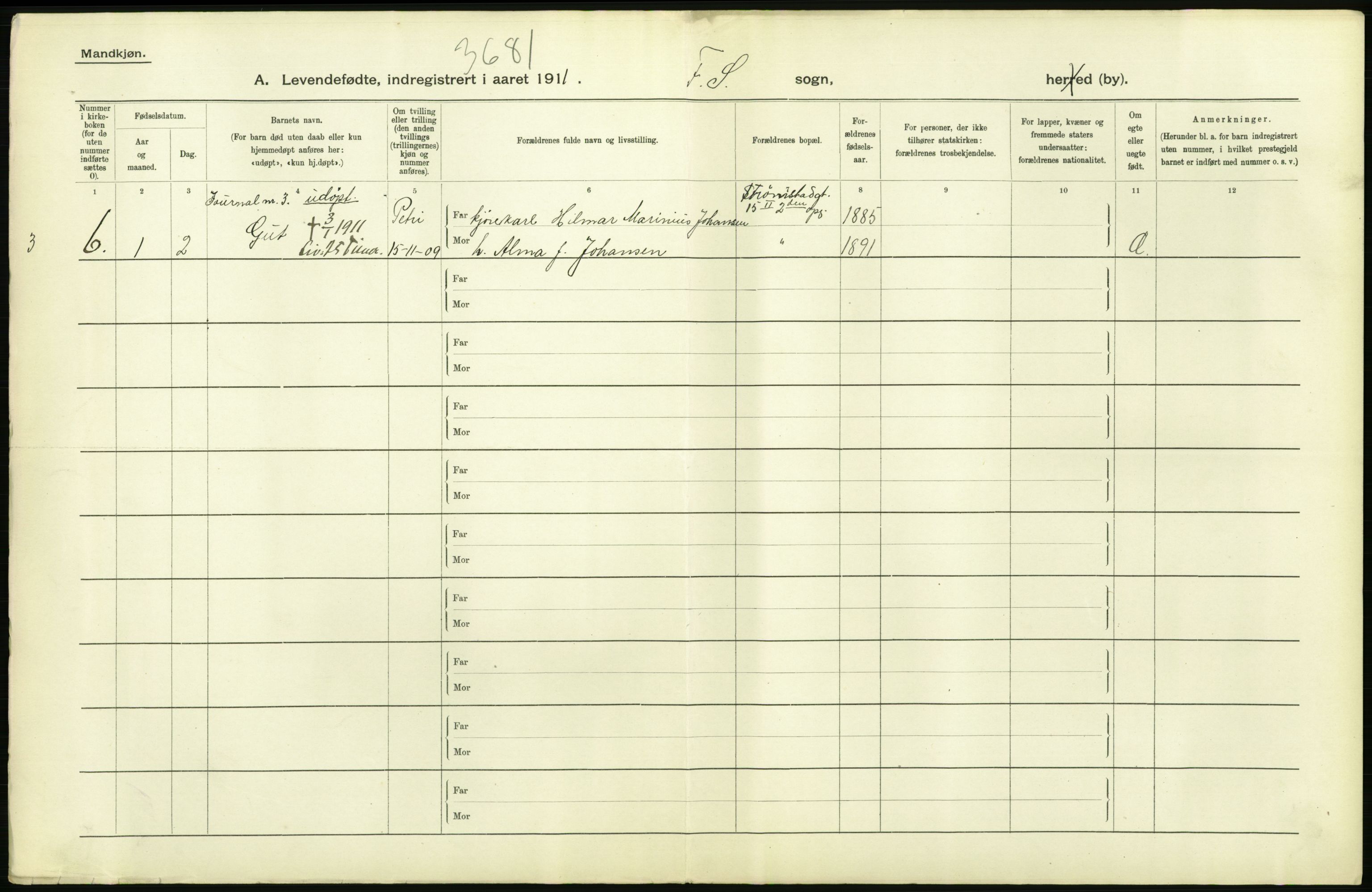 Statistisk sentralbyrå, Sosiodemografiske emner, Befolkning, AV/RA-S-2228/D/Df/Dfb/Dfba/L0006: Kristiania: Levendefødte menn., 1911, s. 546