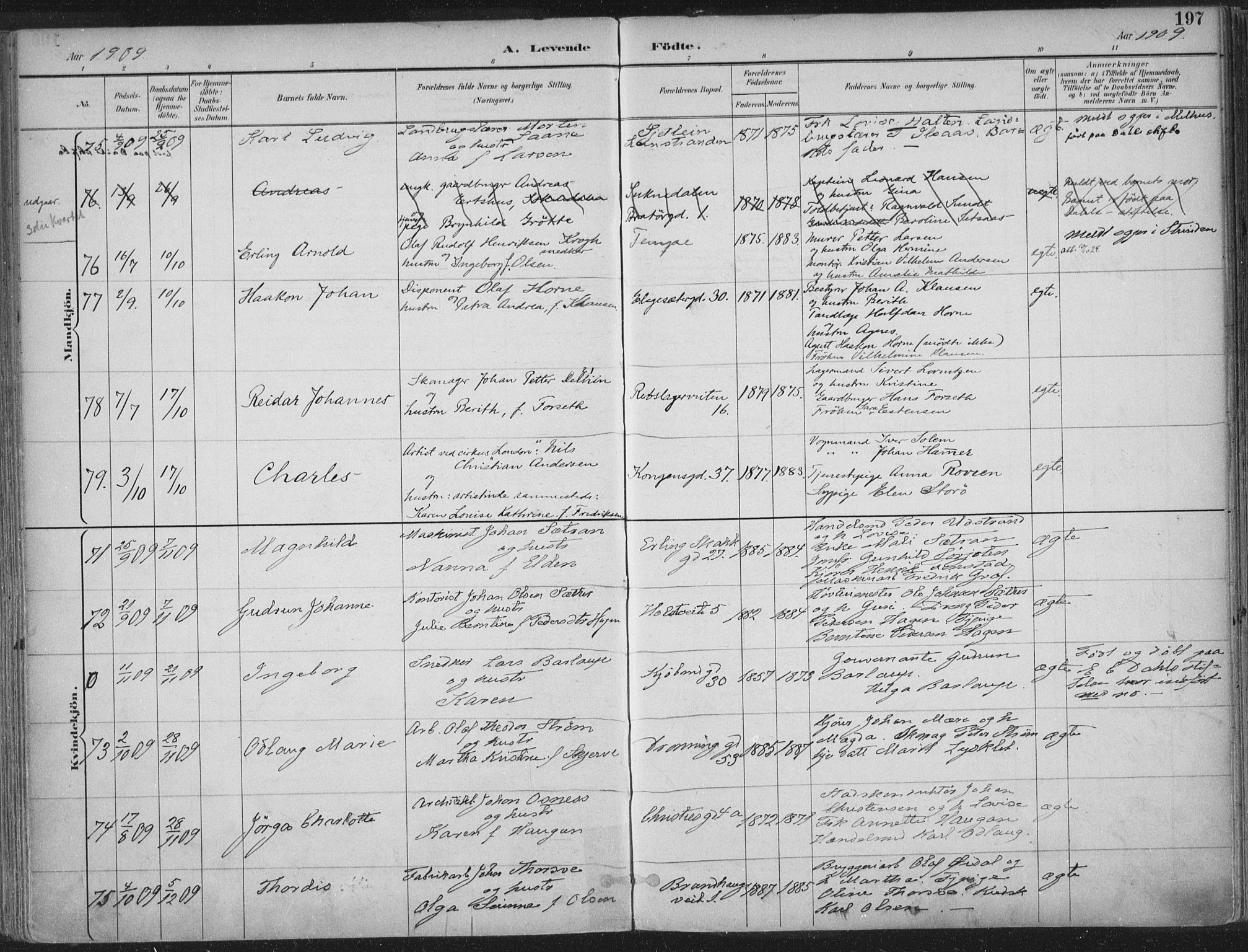 Ministerialprotokoller, klokkerbøker og fødselsregistre - Sør-Trøndelag, SAT/A-1456/601/L0062: Ministerialbok nr. 601A30, 1891-1911, s. 197