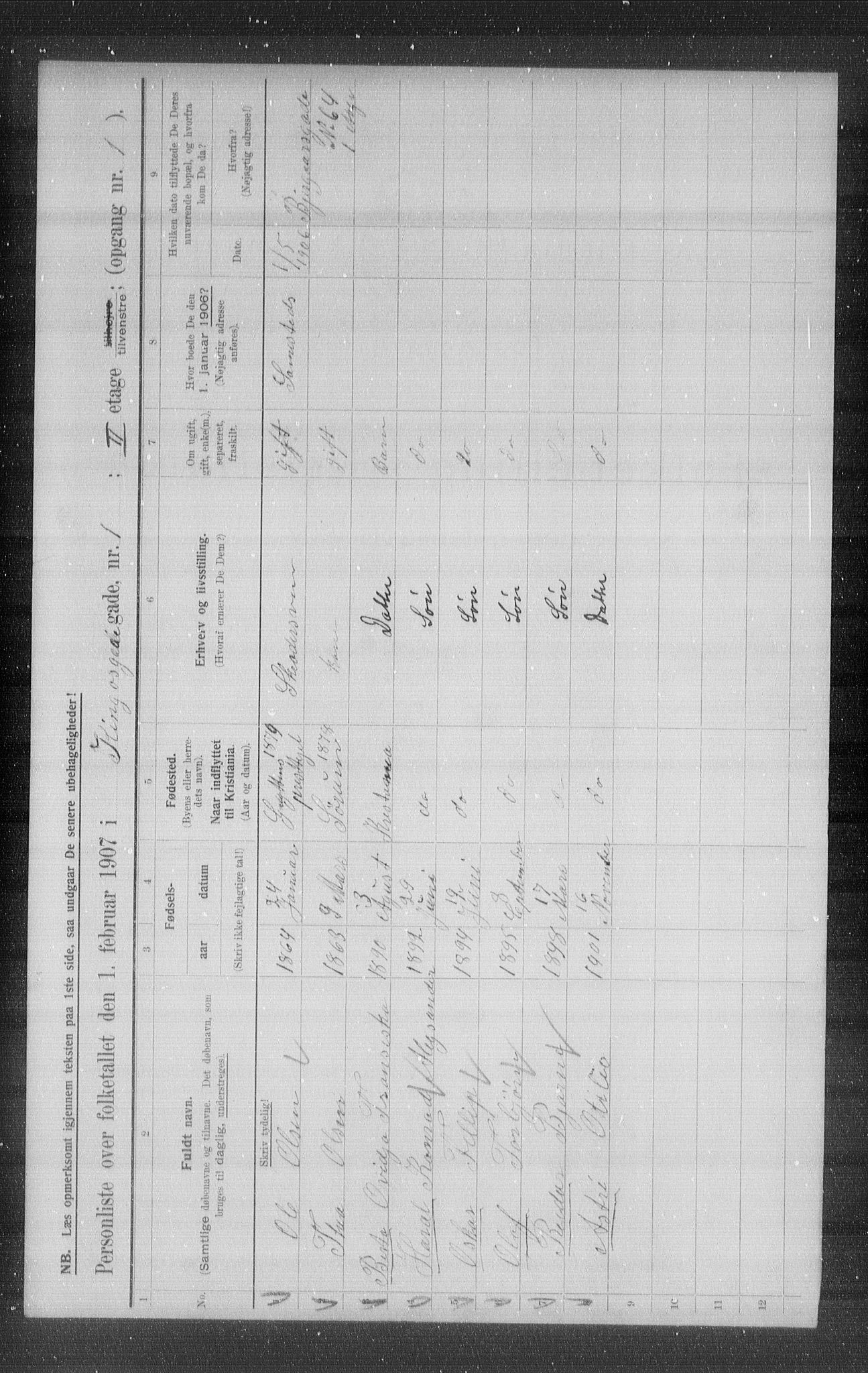 OBA, Kommunal folketelling 1.2.1907 for Kristiania kjøpstad, 1907, s. 25230