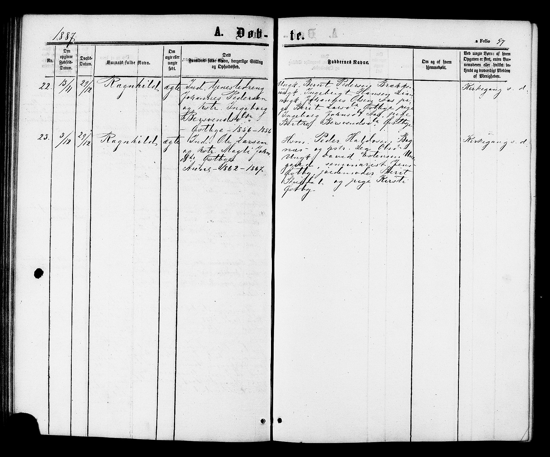 Ministerialprotokoller, klokkerbøker og fødselsregistre - Sør-Trøndelag, SAT/A-1456/698/L1163: Ministerialbok nr. 698A01, 1862-1887, s. 57