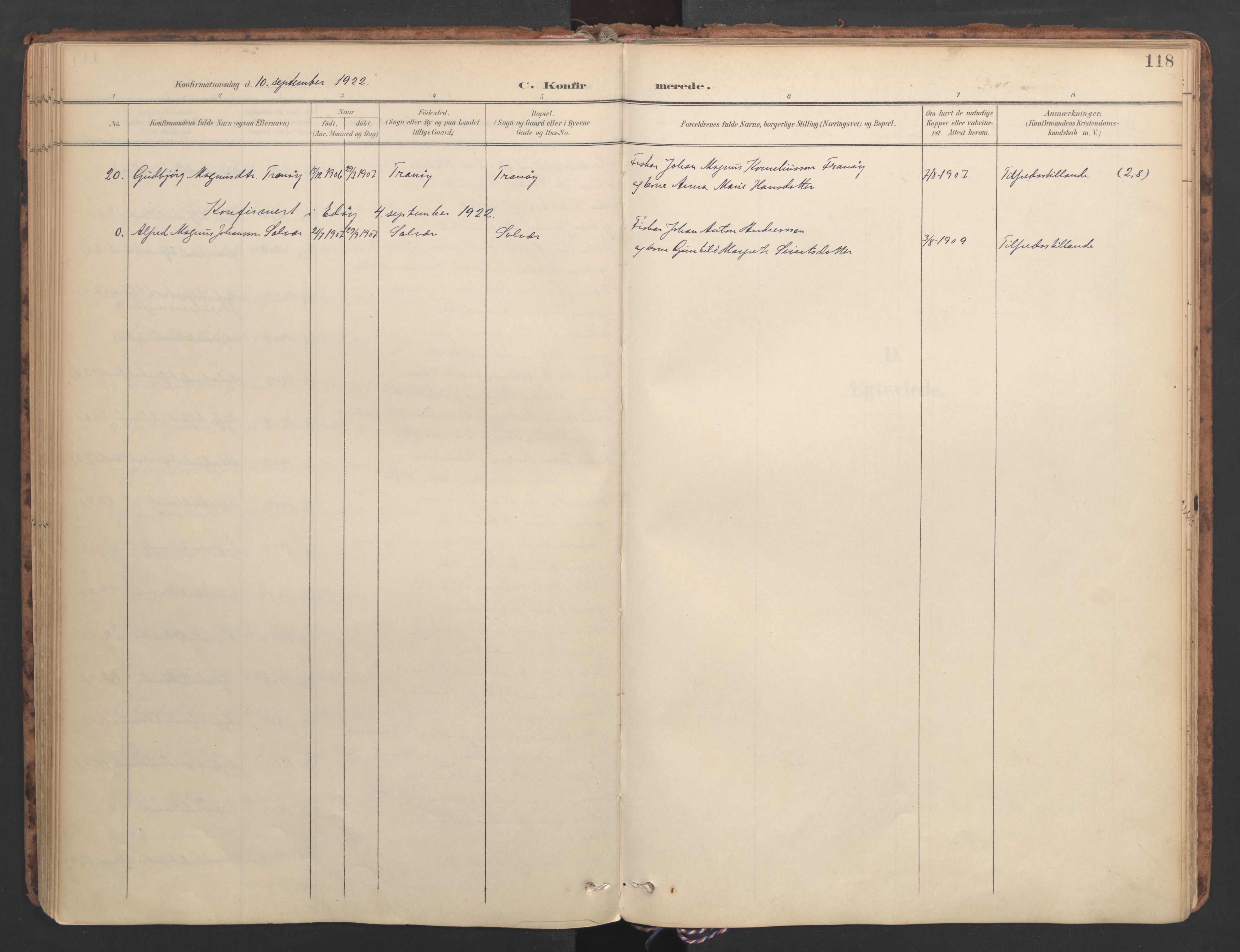 Ministerialprotokoller, klokkerbøker og fødselsregistre - Møre og Romsdal, AV/SAT-A-1454/582/L0948: Ministerialbok nr. 582A02, 1901-1922, s. 118