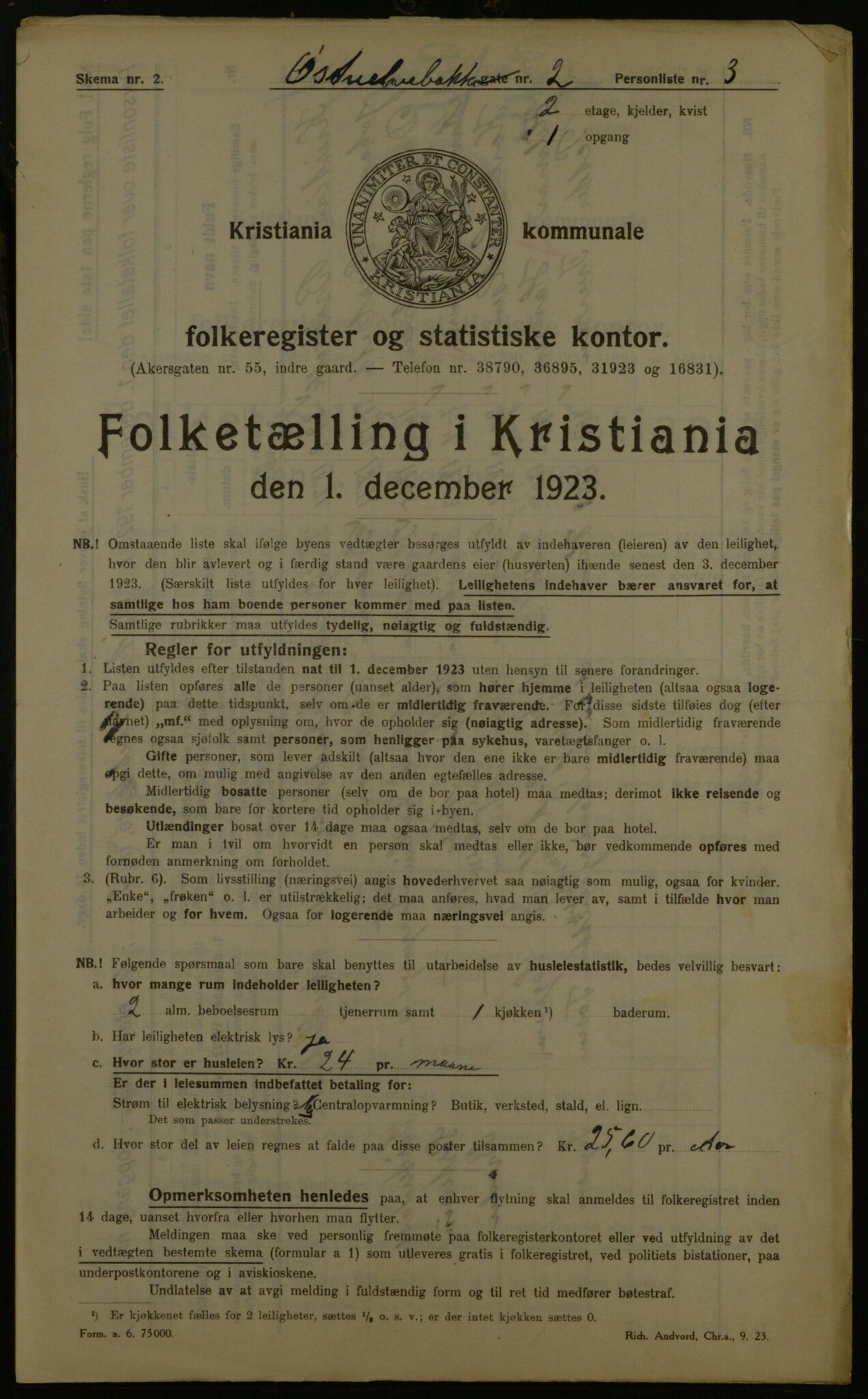 OBA, Kommunal folketelling 1.12.1923 for Kristiania, 1923, s. 142724