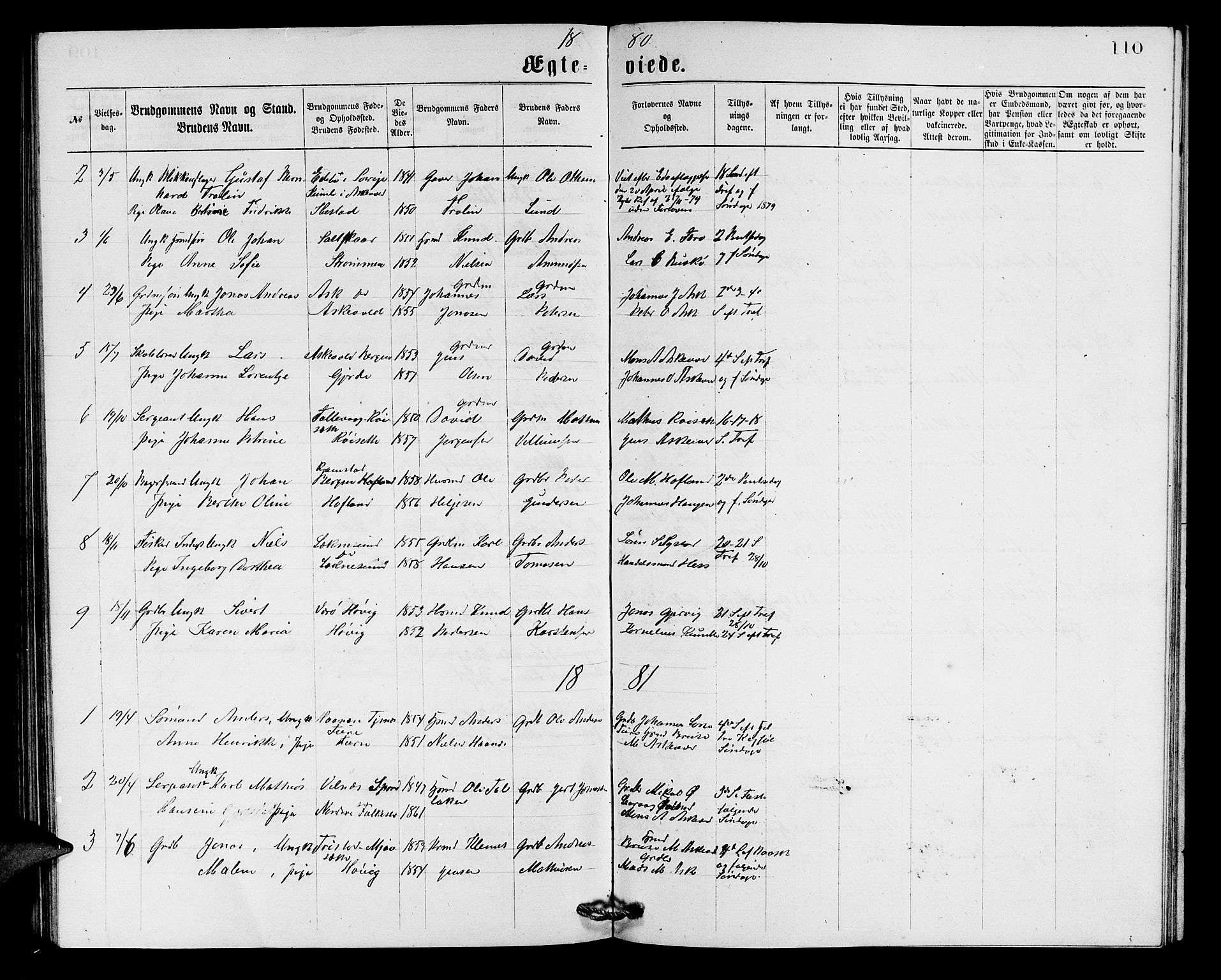 Askvoll sokneprestembete, AV/SAB-A-79501/H/Hab/Haba/L0002: Klokkerbok nr. A 2, 1873-1885, s. 110