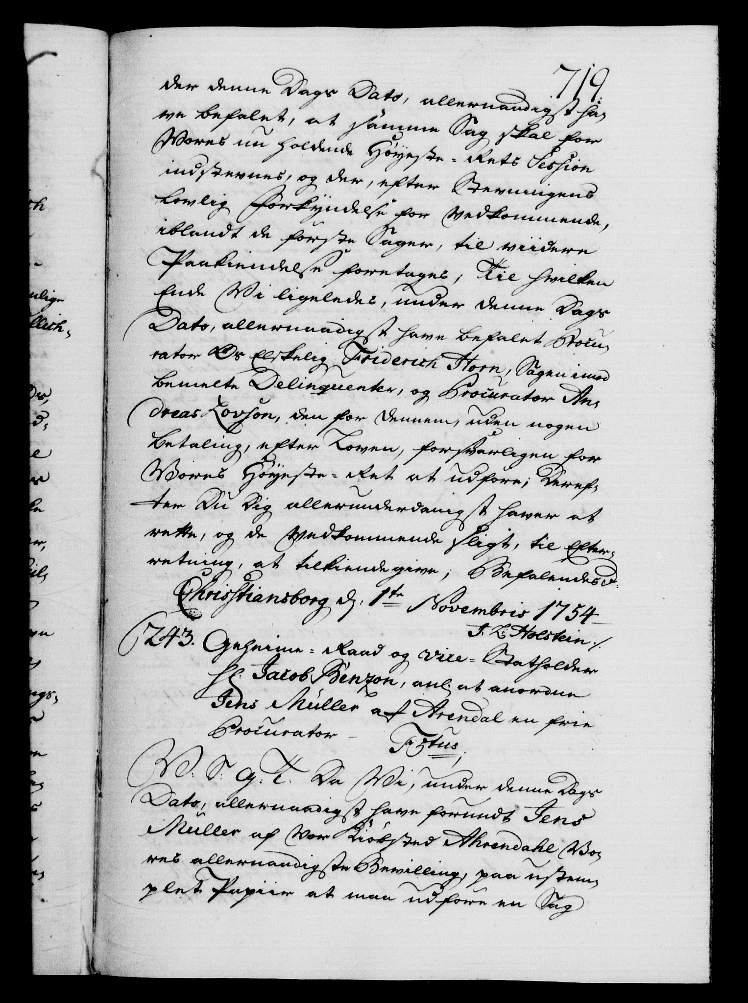 Danske Kanselli 1572-1799, AV/RA-EA-3023/F/Fc/Fca/Fcab/L0034: Norske tegnelser, 1753-1754, s. 719a