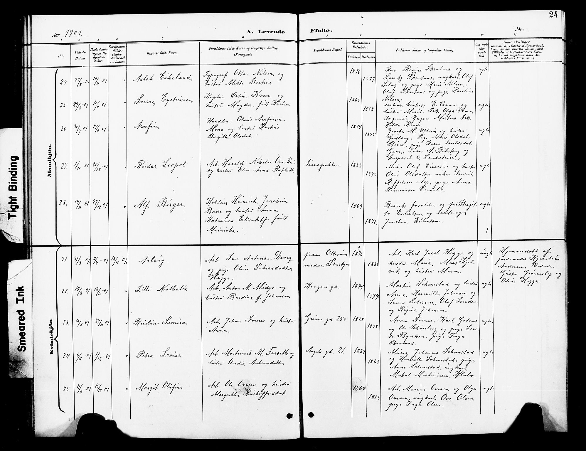 Ministerialprotokoller, klokkerbøker og fødselsregistre - Nord-Trøndelag, AV/SAT-A-1458/739/L0375: Klokkerbok nr. 739C03, 1898-1908, s. 24