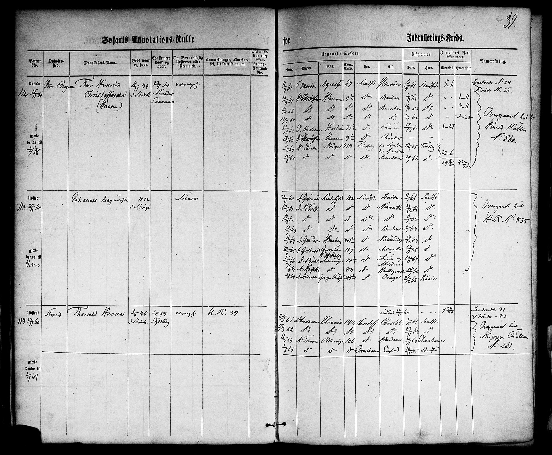 Sandefjord innrulleringskontor, AV/SAKO-A-788/F/Fa/L0001: Annotasjonsrulle, 1860-1868, s. 62