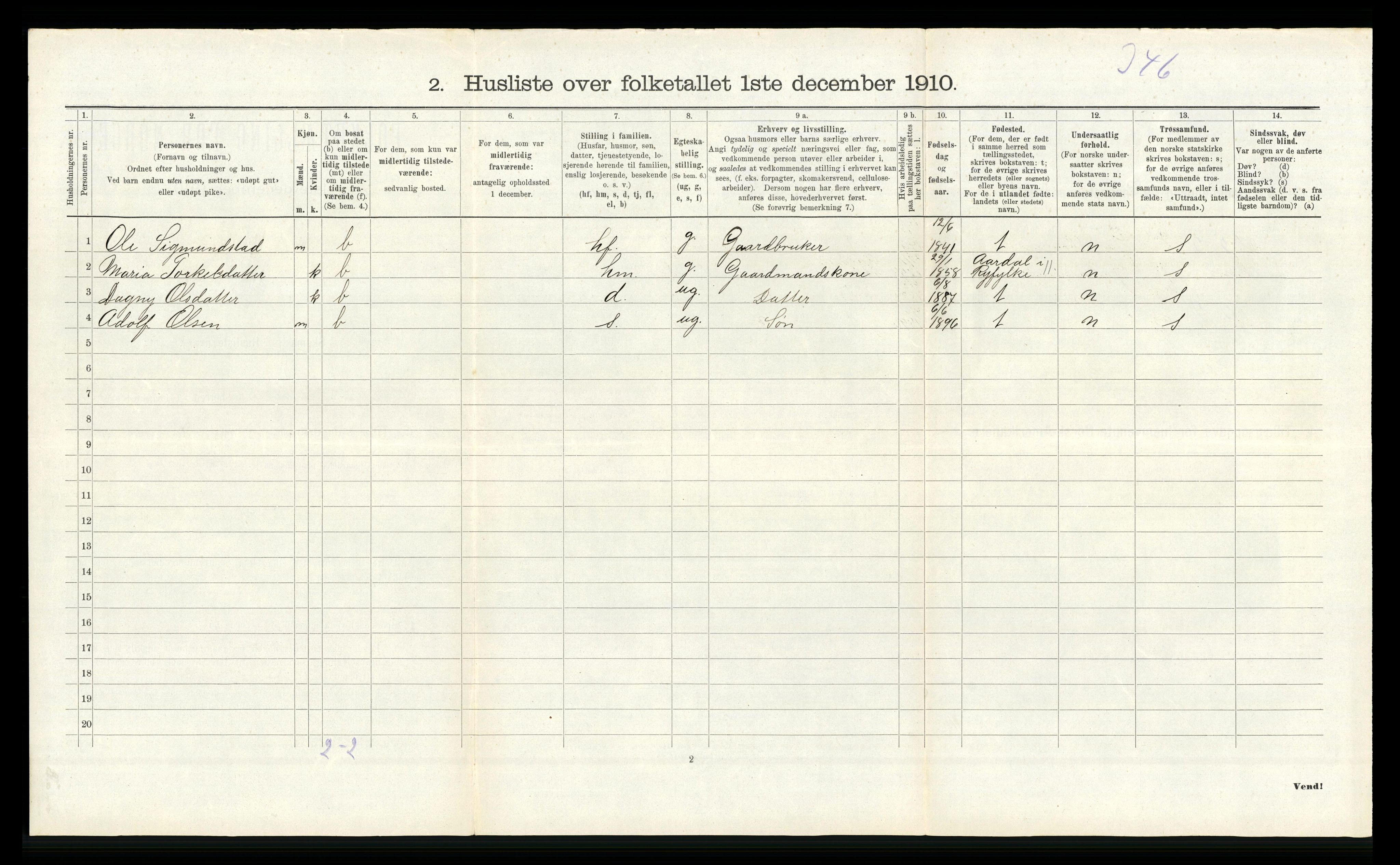 RA, Folketelling 1910 for 1132 Fister herred, 1910, s. 165