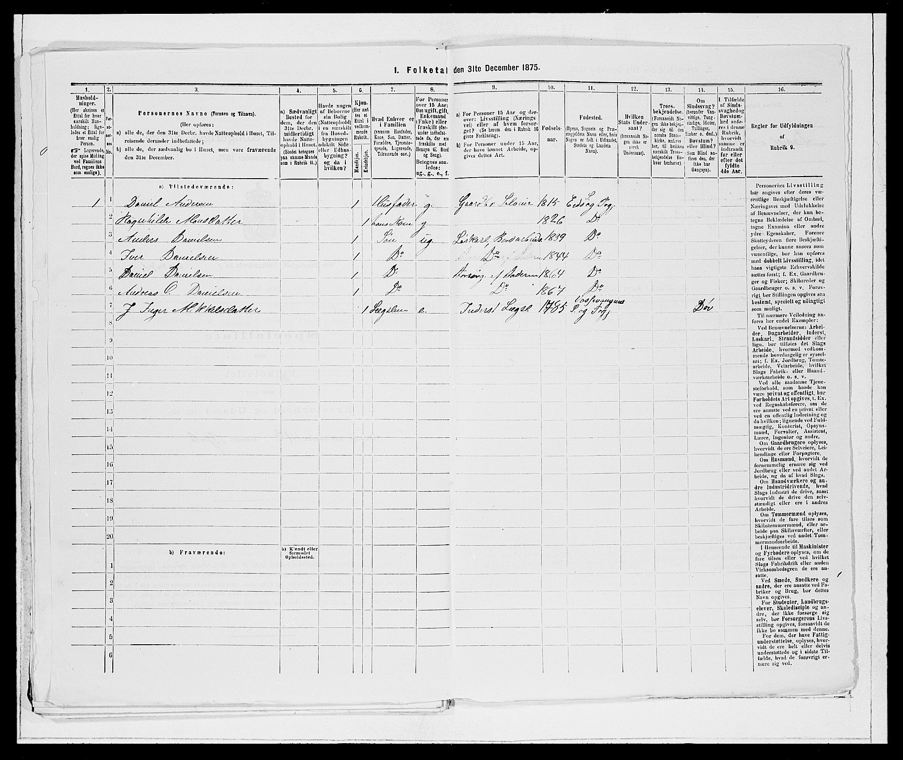 SAB, Folketelling 1875 for 1443P Eid prestegjeld, 1875, s. 107
