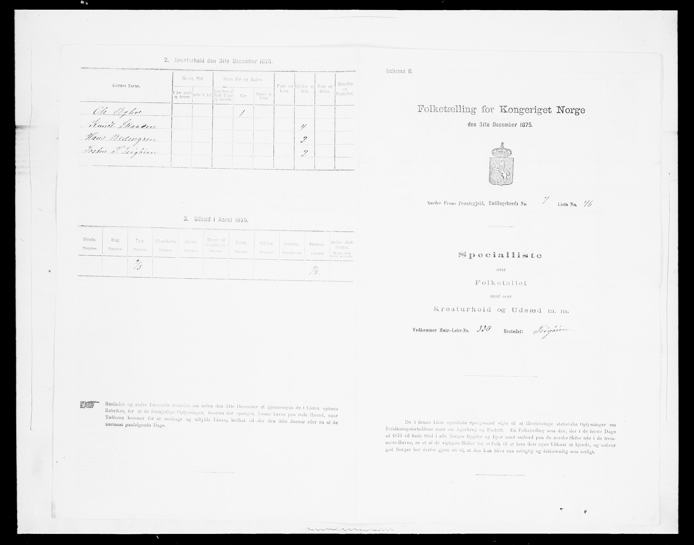 SAH, Folketelling 1875 for 0518P Nord-Fron prestegjeld, 1875, s. 1235