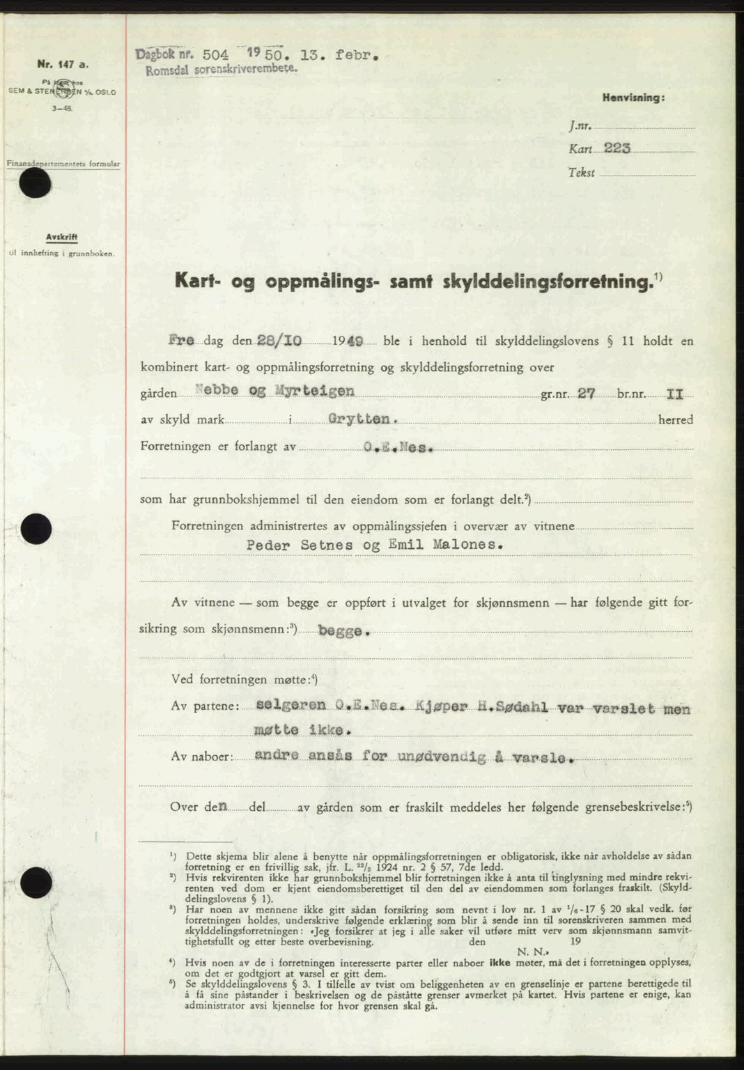 Romsdal sorenskriveri, SAT/A-4149/1/2/2C: Pantebok nr. A32, 1950-1950, Dagboknr: 504/1950