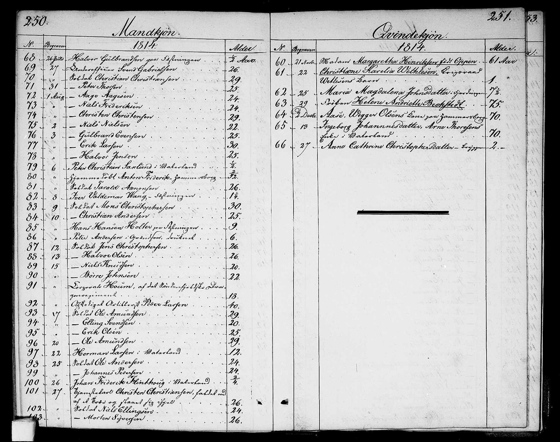 Garnisonsmenigheten Kirkebøker, SAO/A-10846/G/Ga/L0002: Klokkerbok nr. 2, 1810-1814, s. 250-251