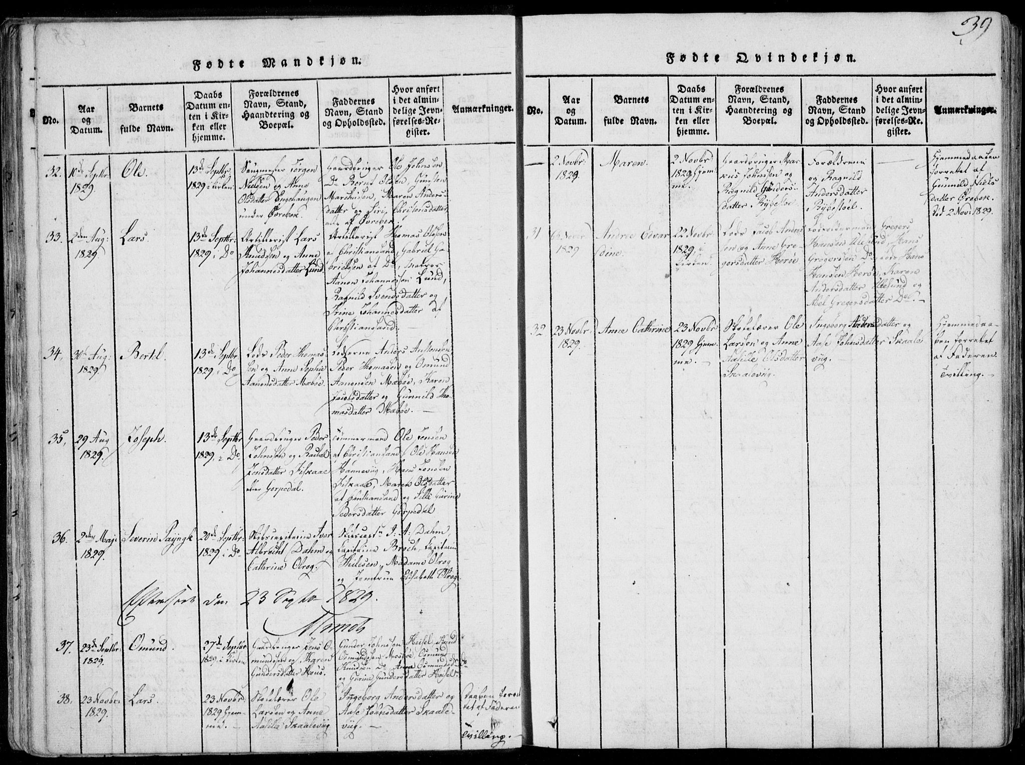 Oddernes sokneprestkontor, AV/SAK-1111-0033/F/Fa/Faa/L0005: Ministerialbok nr. A 5, 1820-1838, s. 39