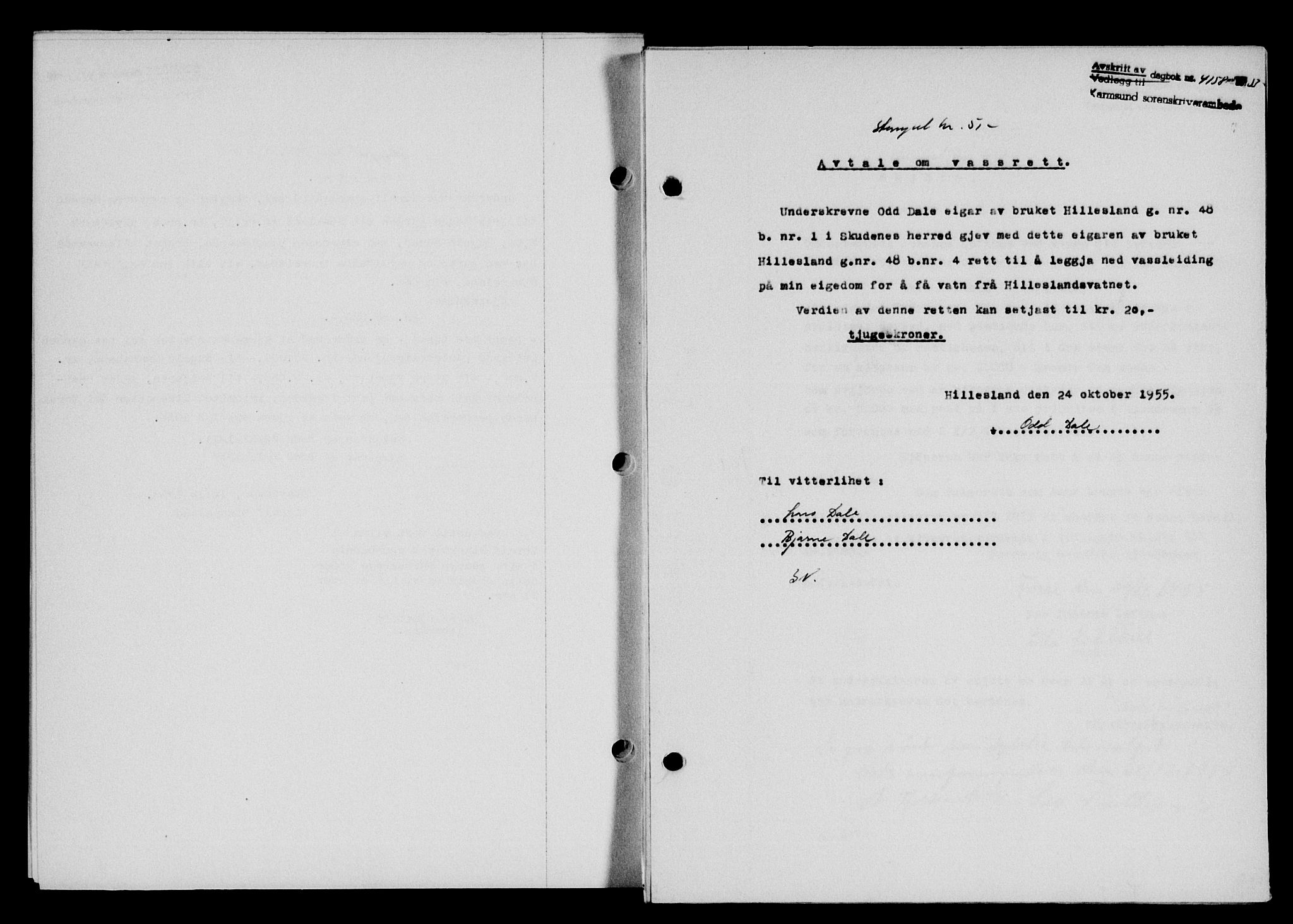 Karmsund sorenskriveri, SAST/A-100311/01/II/IIB/L0118: Pantebok nr. 98A, 1955-1956, Dagboknr: 4158/1955