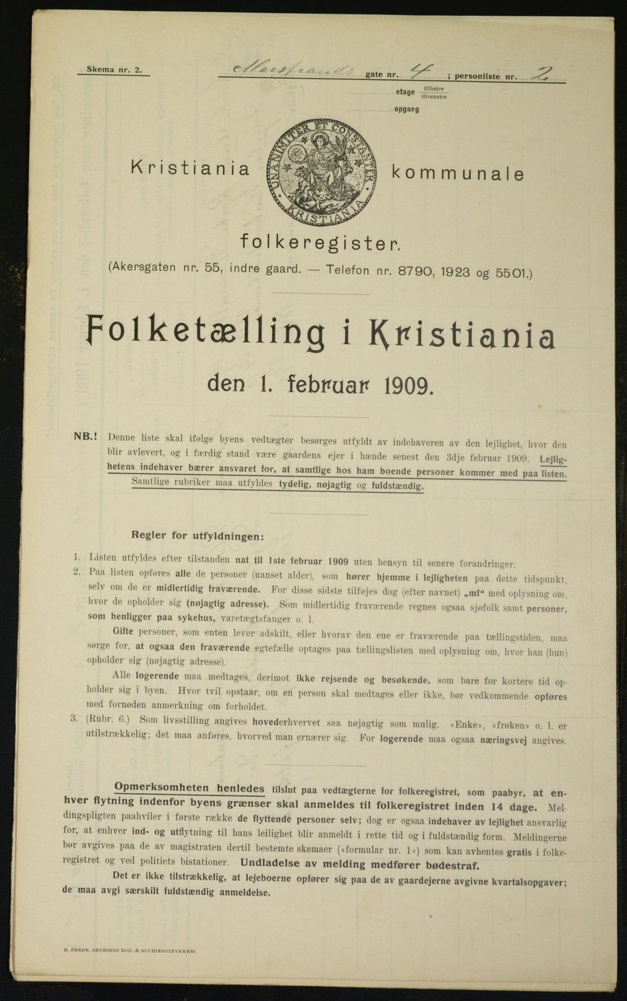 OBA, Kommunal folketelling 1.2.1909 for Kristiania kjøpstad, 1909, s. 58704