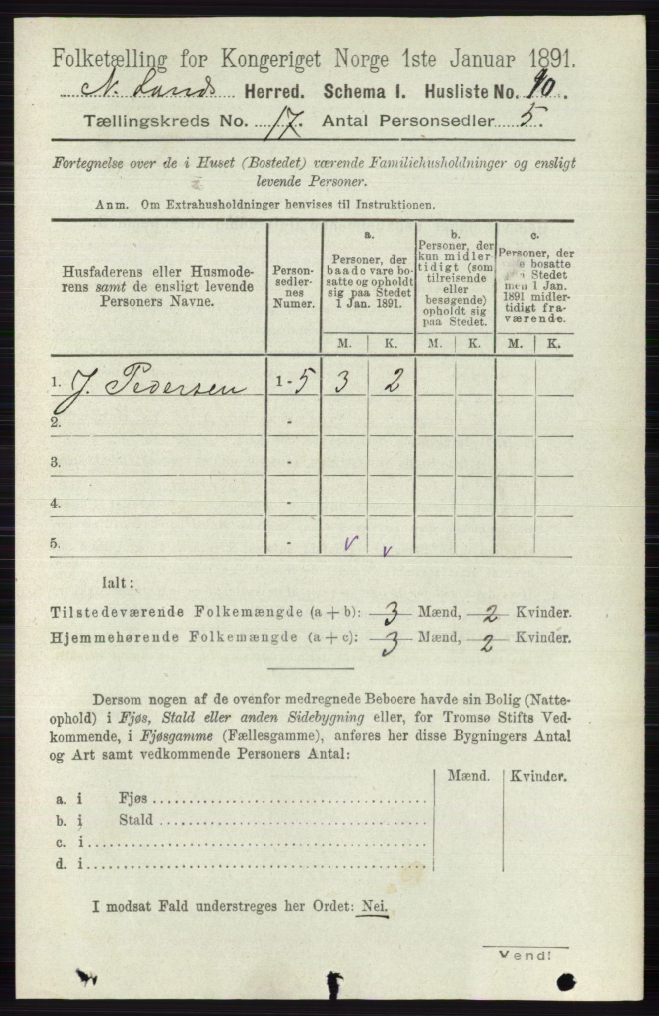 RA, Folketelling 1891 for 0538 Nordre Land herred, 1891, s. 4282