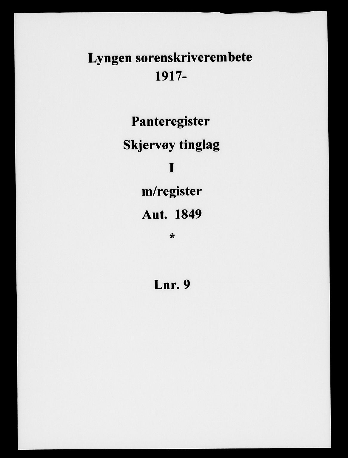 Lyngen sorenskriveri, SATØ/SATØ-0052/1/G/Gc/L0009: Panteregister nr. 9