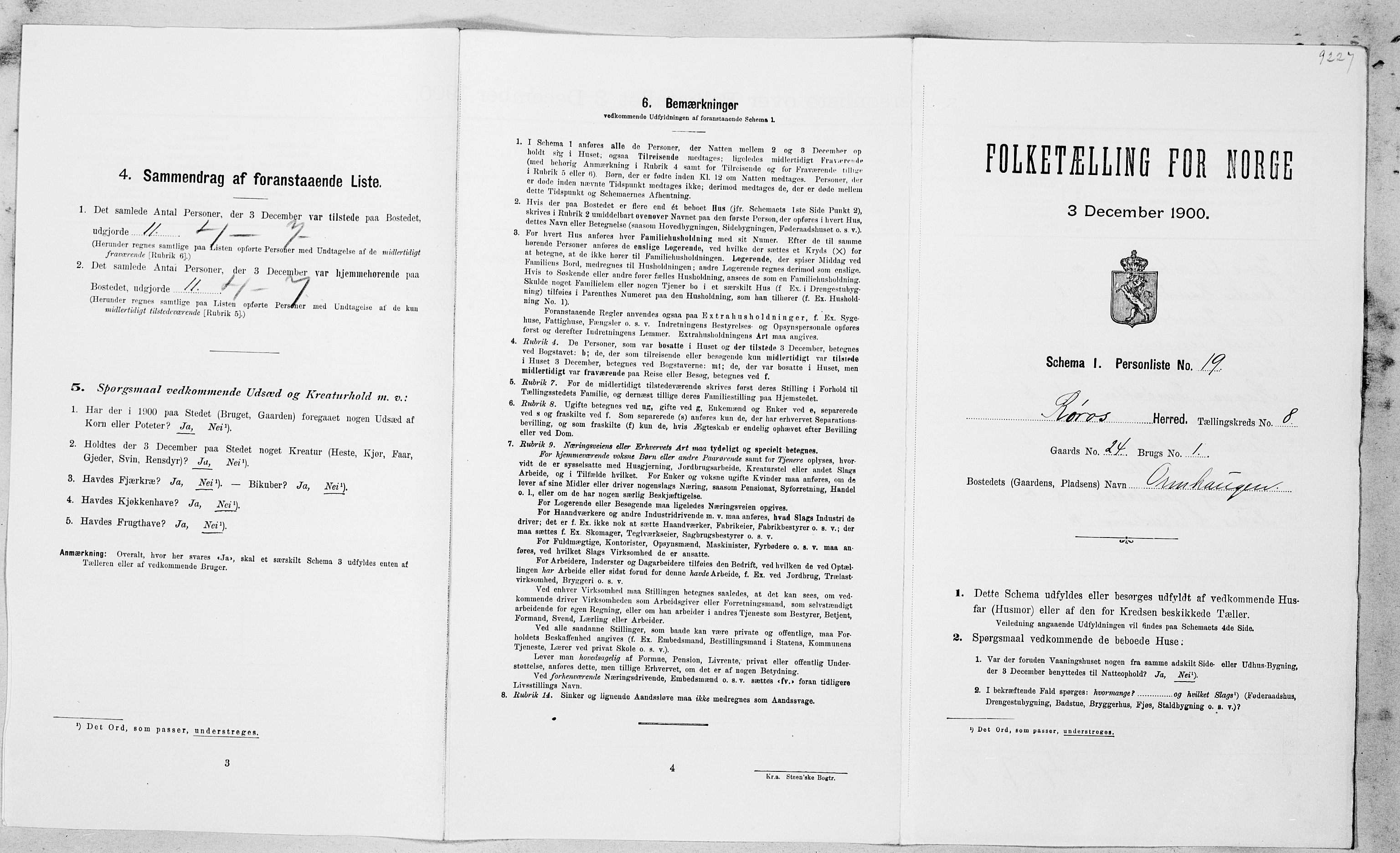 SAT, Folketelling 1900 for 1640 Røros herred, 1900, s. 934