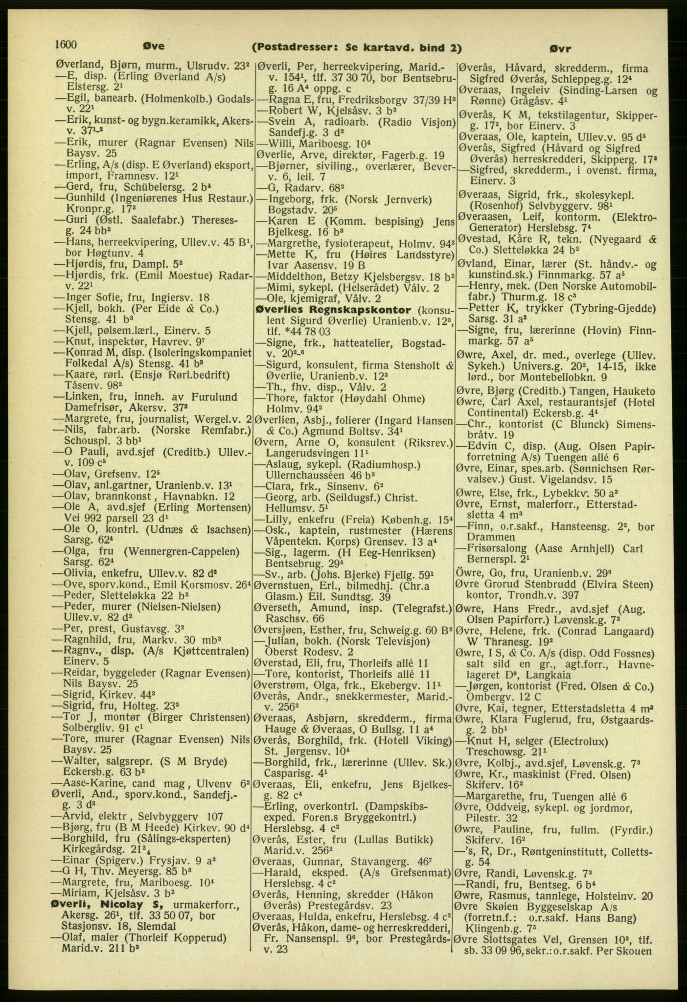 Kristiania/Oslo adressebok, PUBL/-, 1961-1962, s. 1600